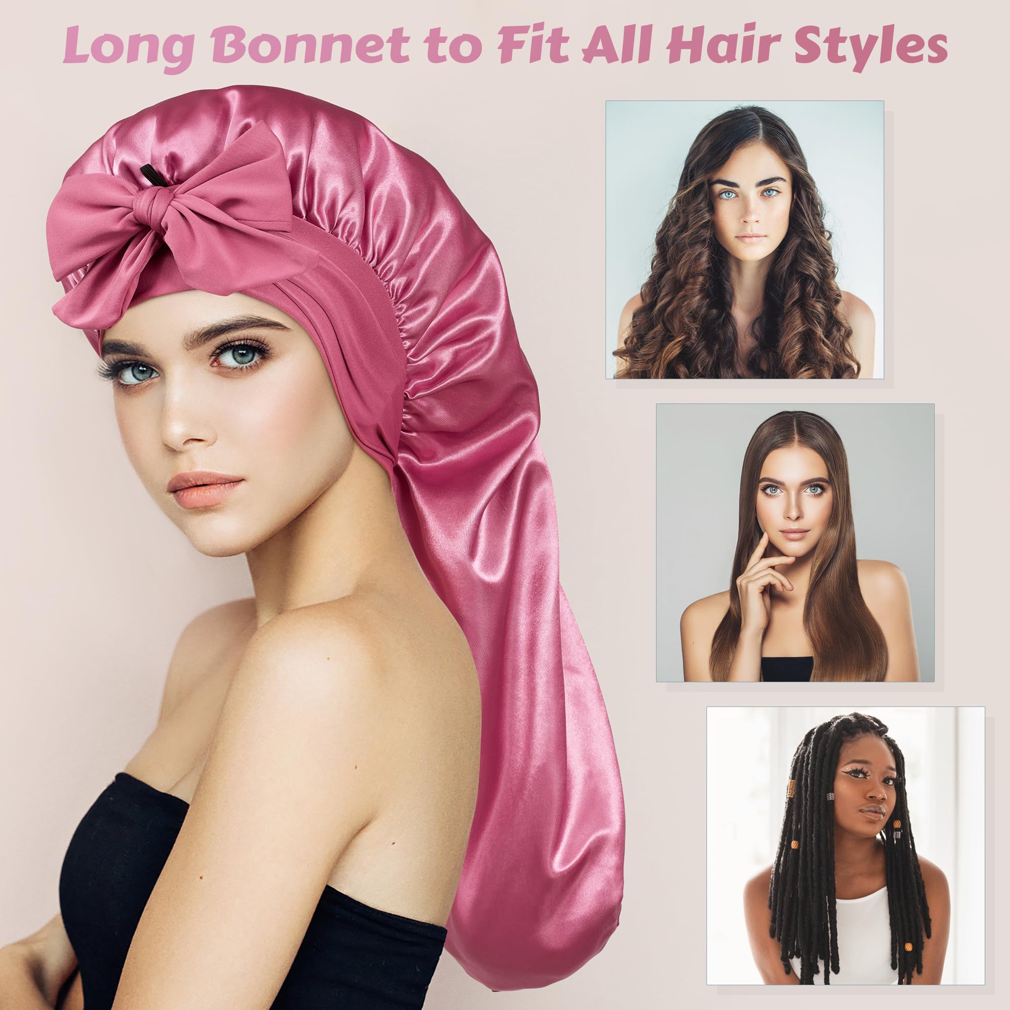 Back view of the oversized ROYBENS long bonnet displaying how it comfortably accommodates thick dreadlocks.