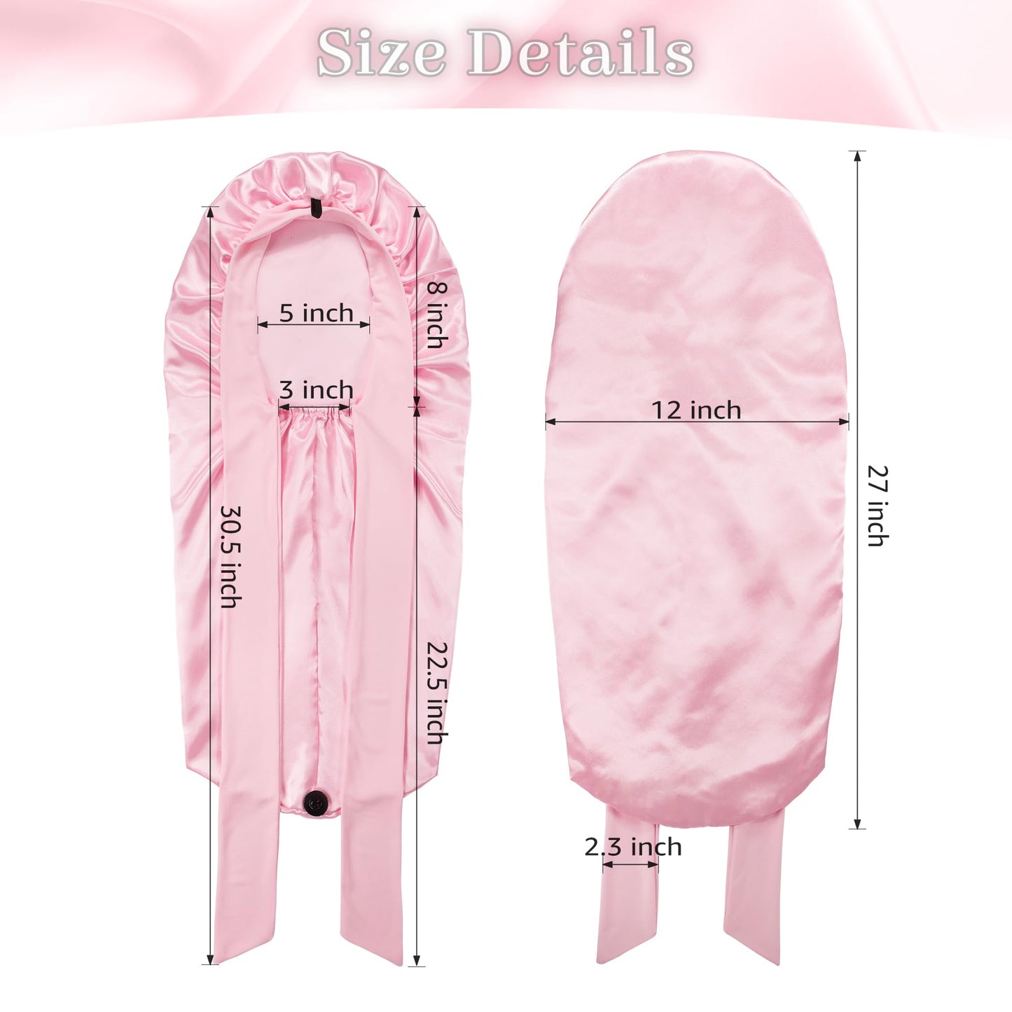 ROYBENS satin hair wrap being tied securely around the forehead to prevent slipping during sleep.
