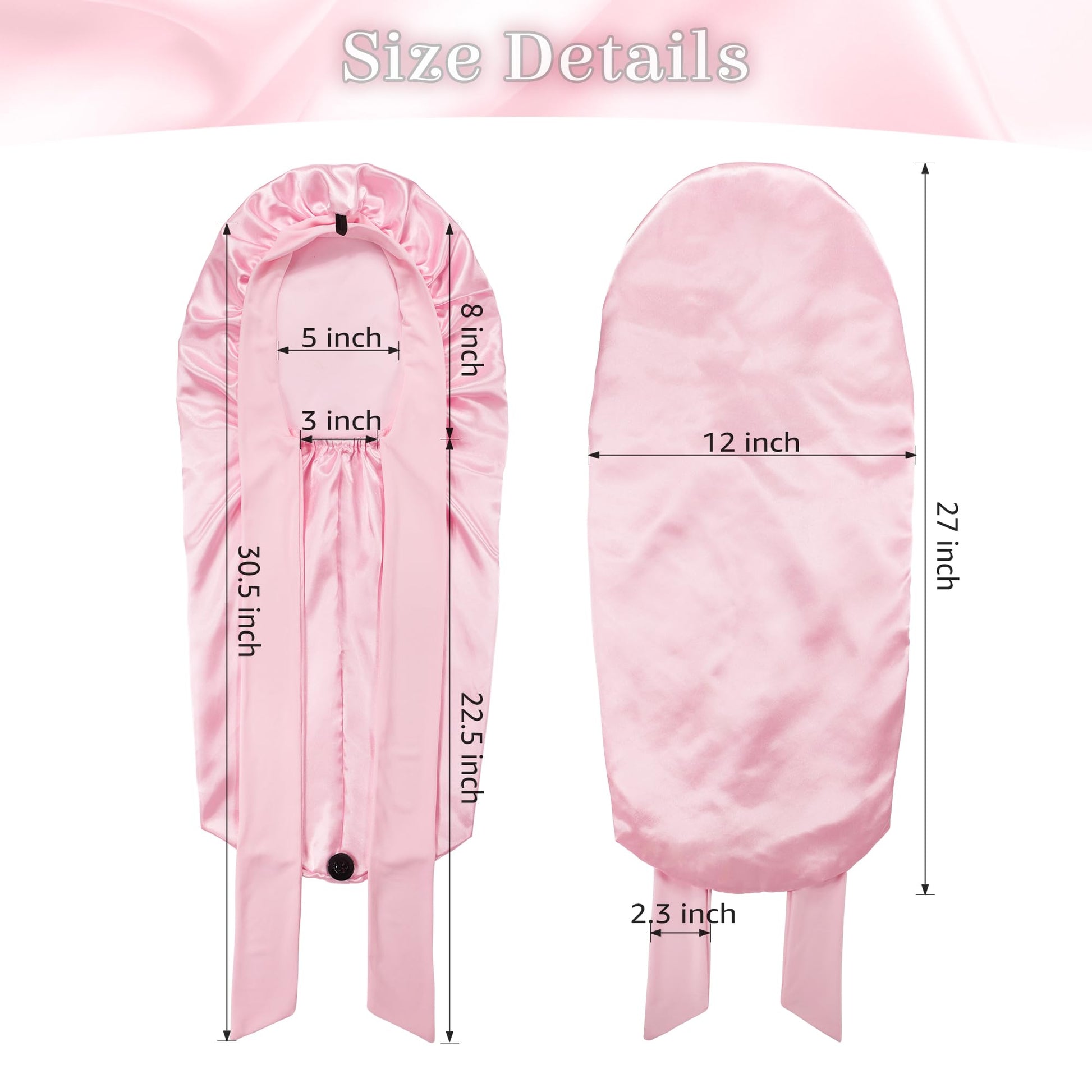 ROYBENS satin hair wrap being tied securely around the forehead to prevent slipping during sleep.