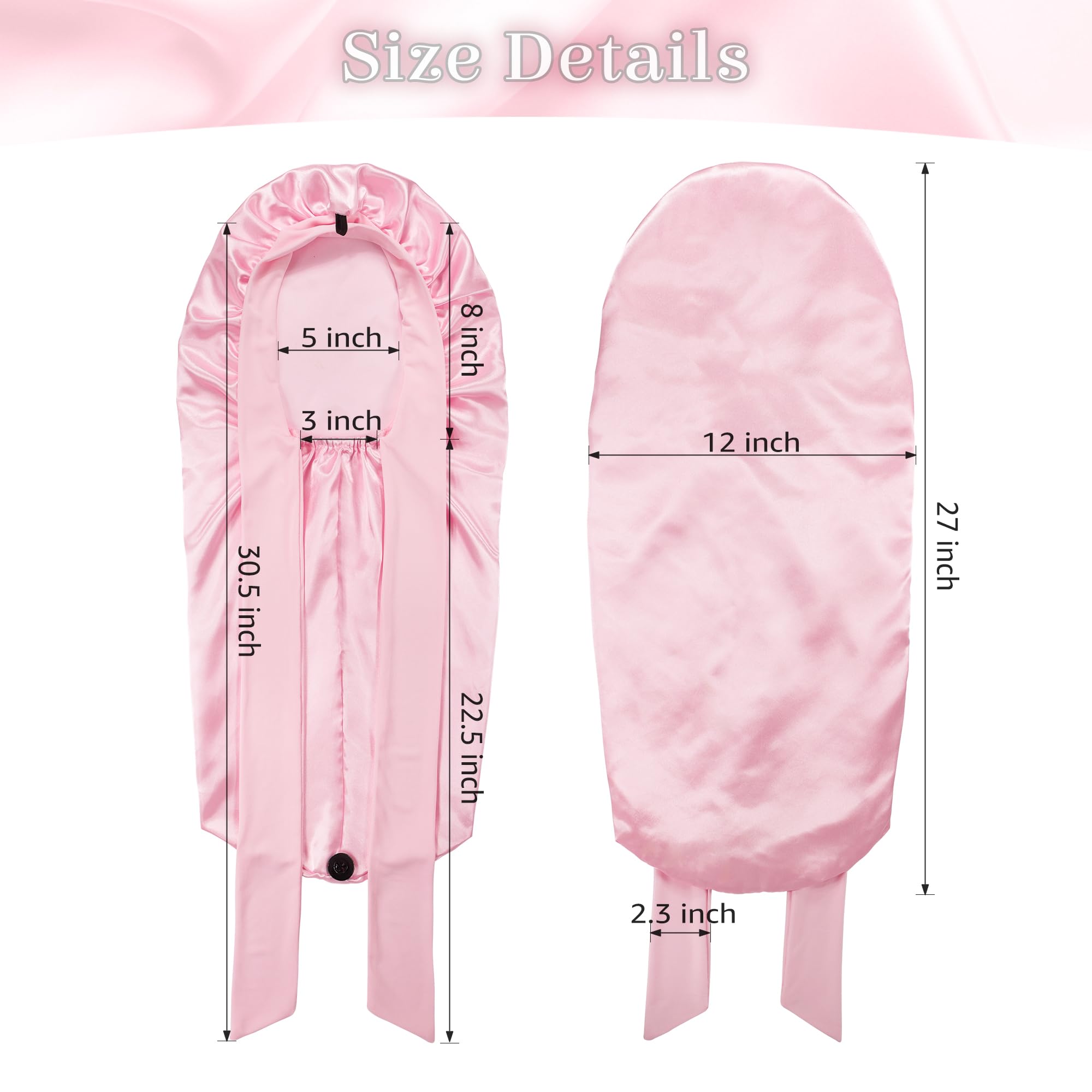 ROYBENS satin hair wrap being tied securely around the forehead to prevent slipping during sleep.