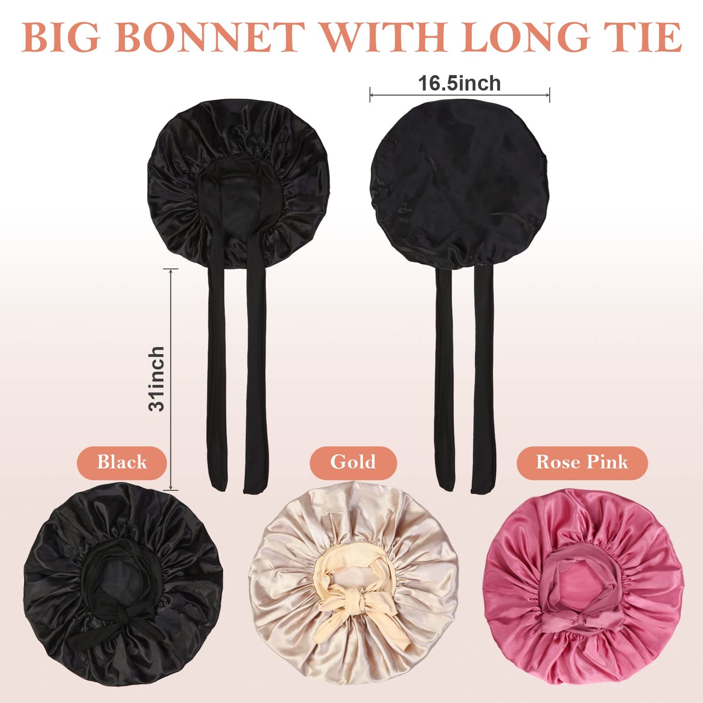 Pack of three imported Kafteri hair protection bonnets for women with natural textured hair.