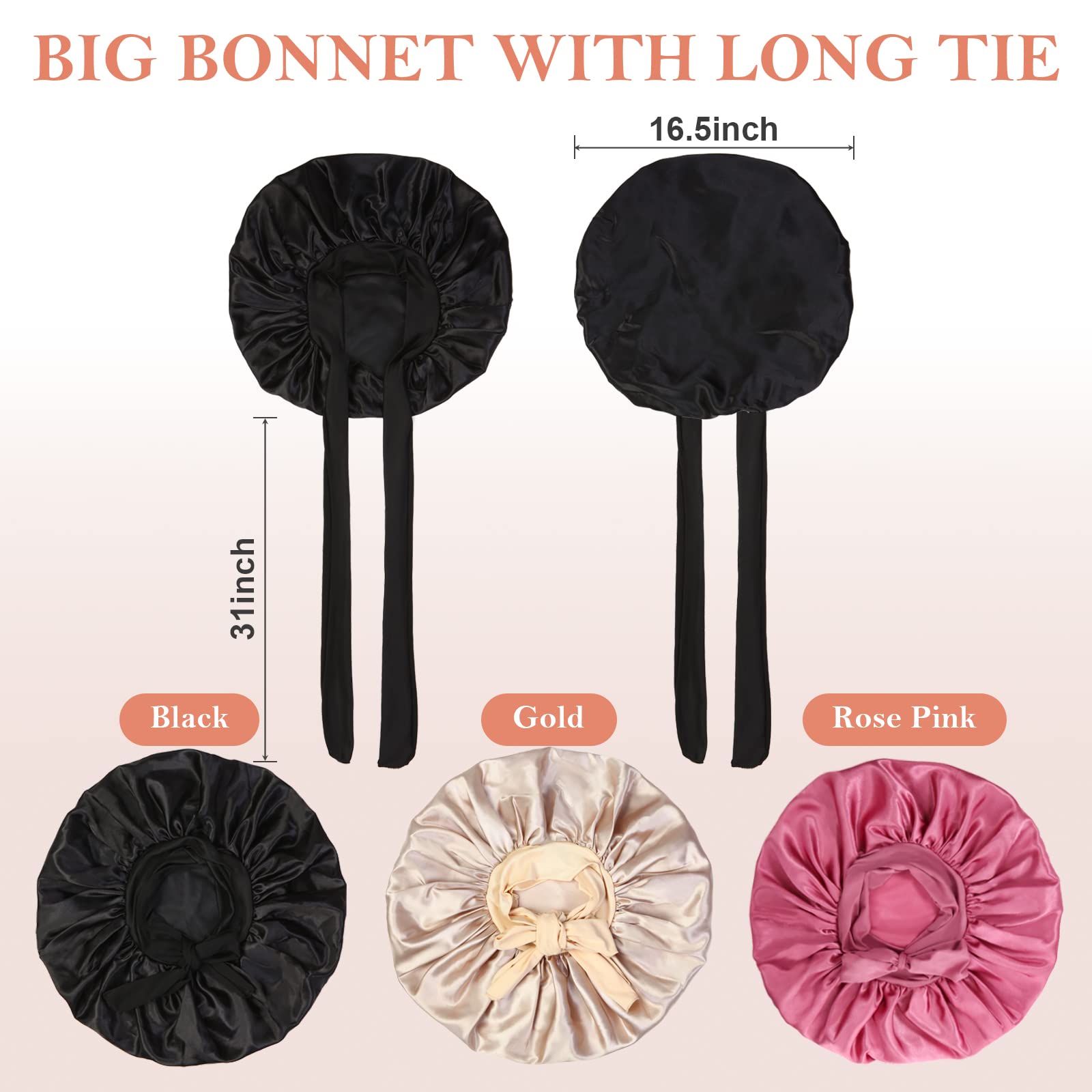 Pack of three imported Kafteri hair protection bonnets for women with natural textured hair.