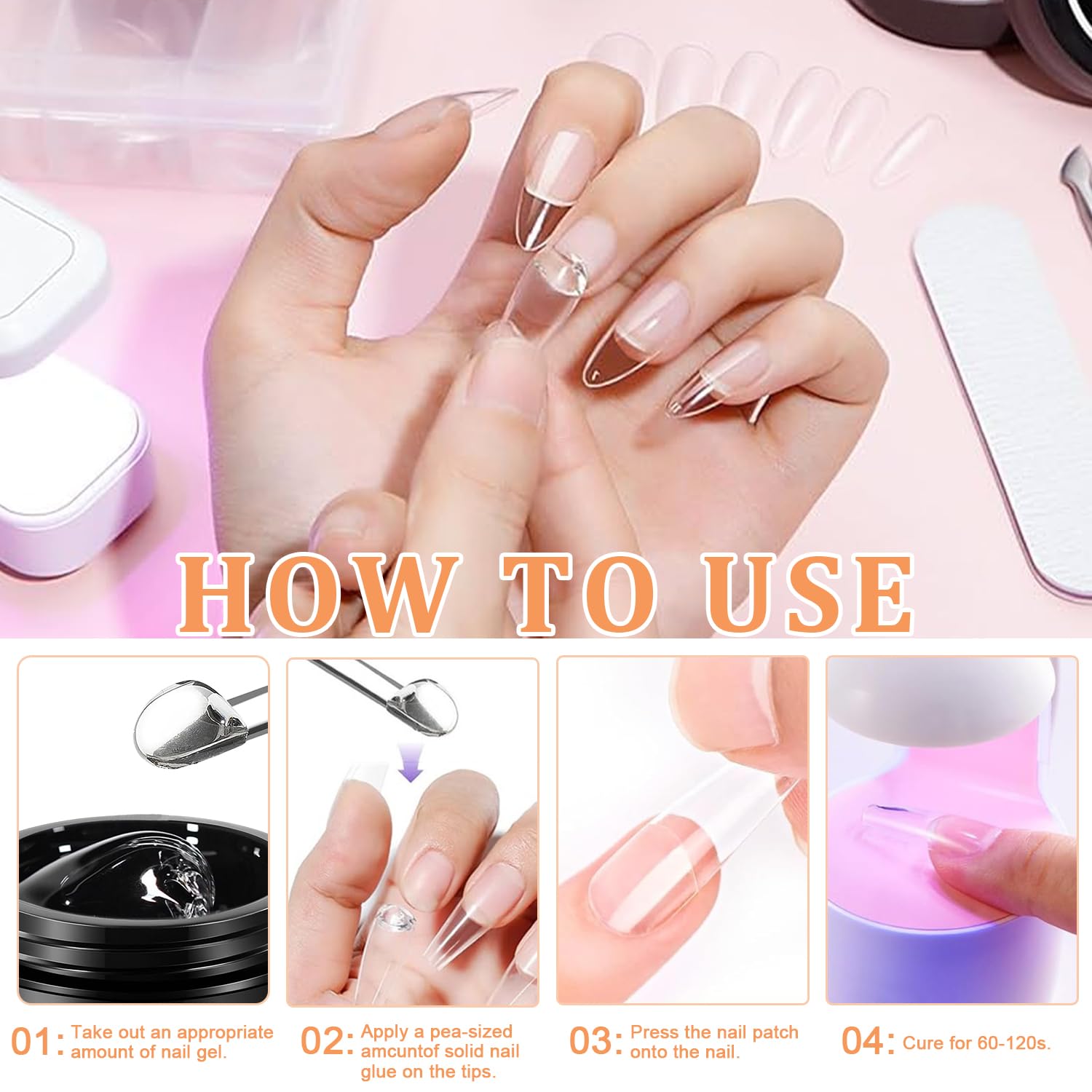 Applying press on nails with Makartt solid nail glue gel