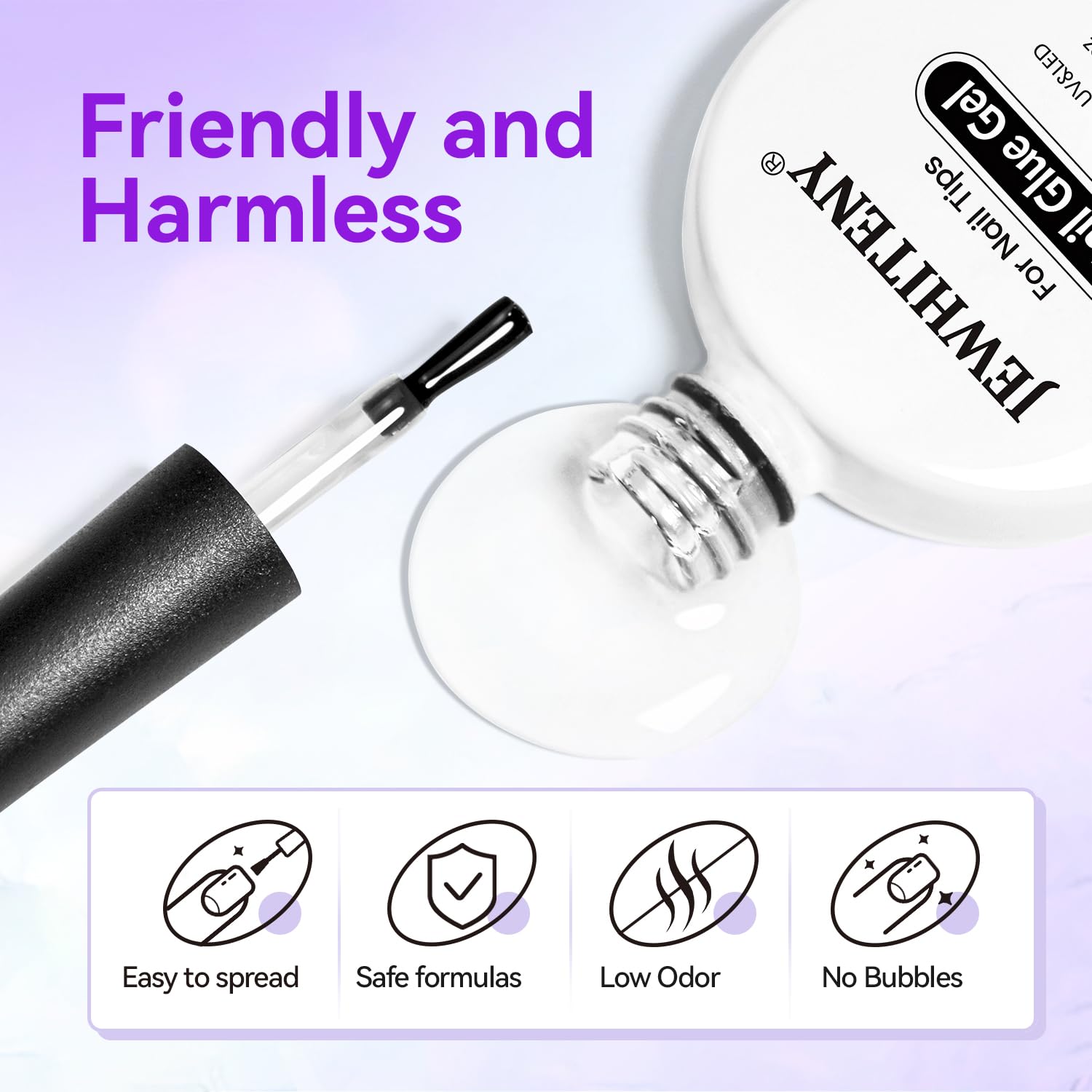 Jewhiteny nail glue gel bottles side by side