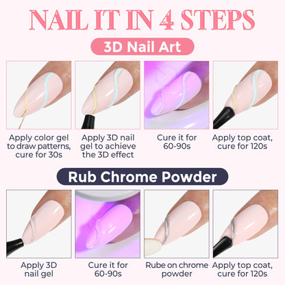 Luckyfairy 15g 4 in 1 nail art gel kit components