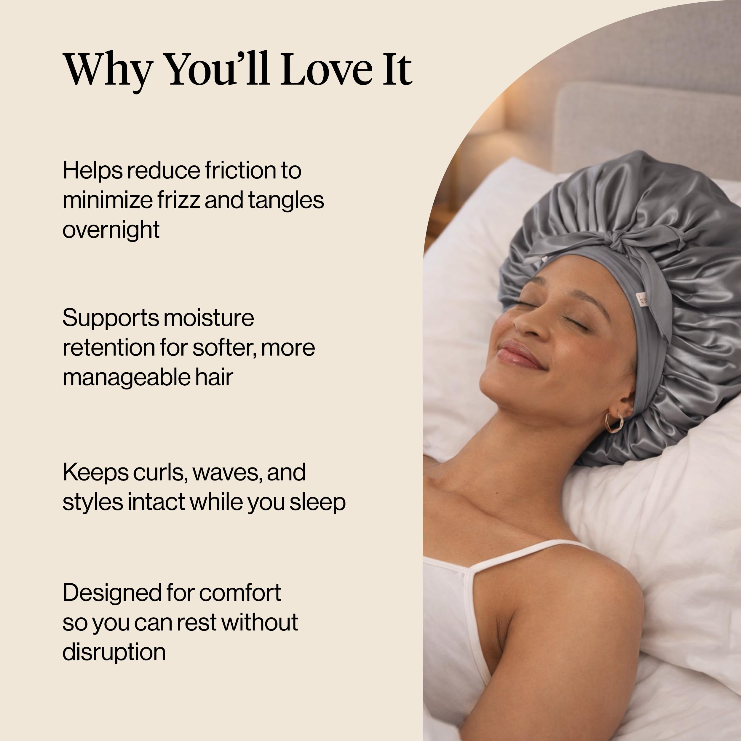 Kitsch anti frizz satin hair wrap for women side view packaging