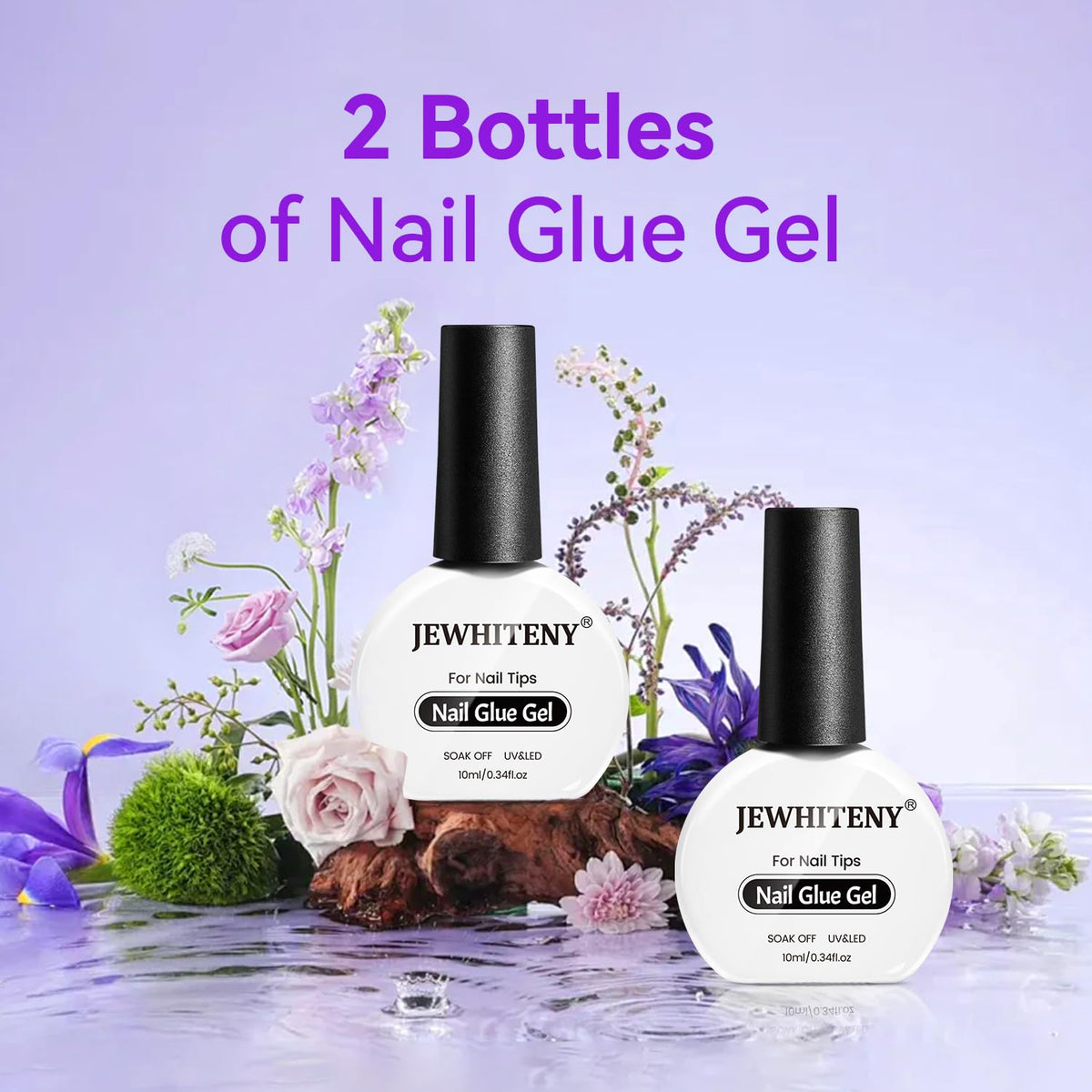Jewhiteny nail glue gel set displayed with a curing lamp