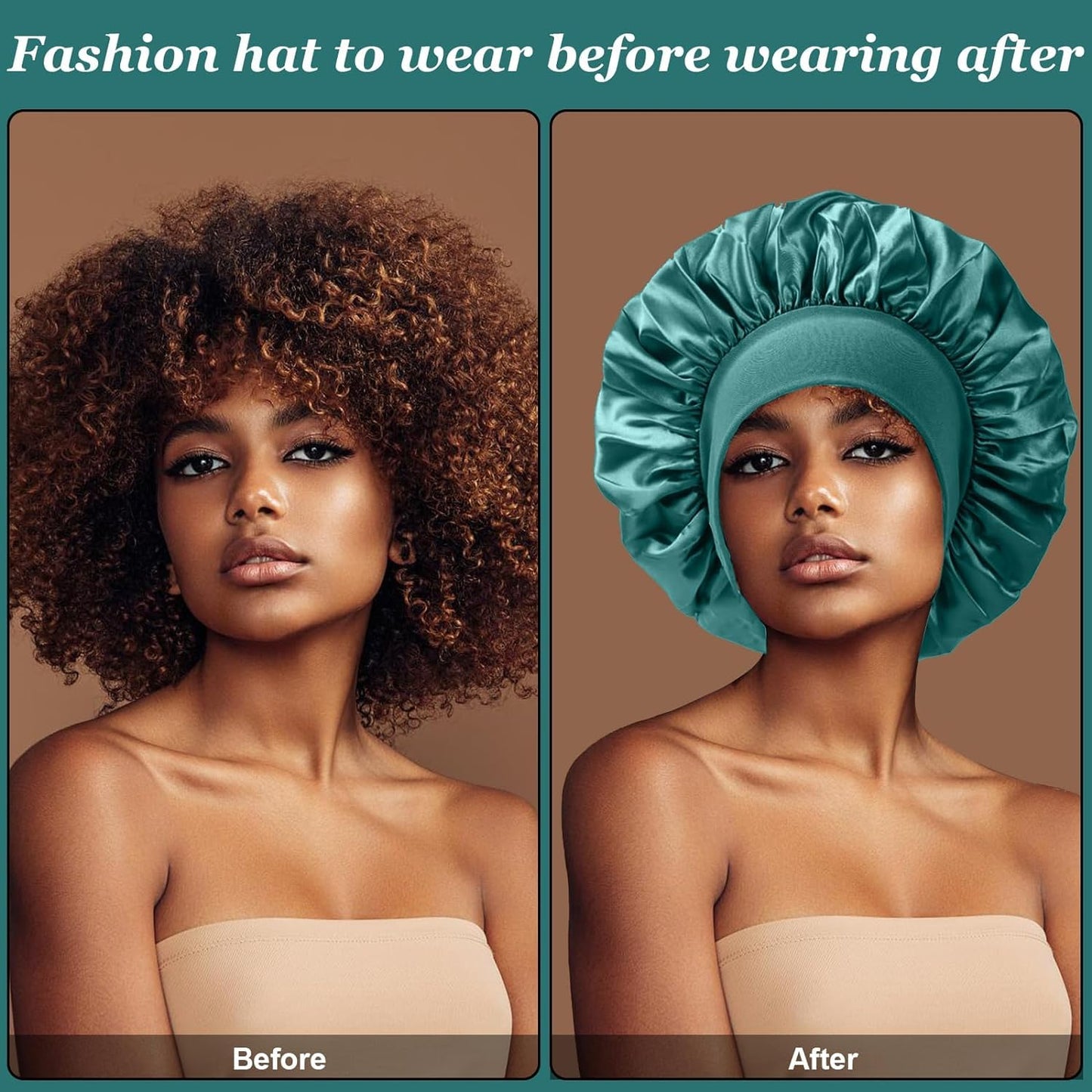 Comfortable hair bonnet for curly hair protection and frizz prevention