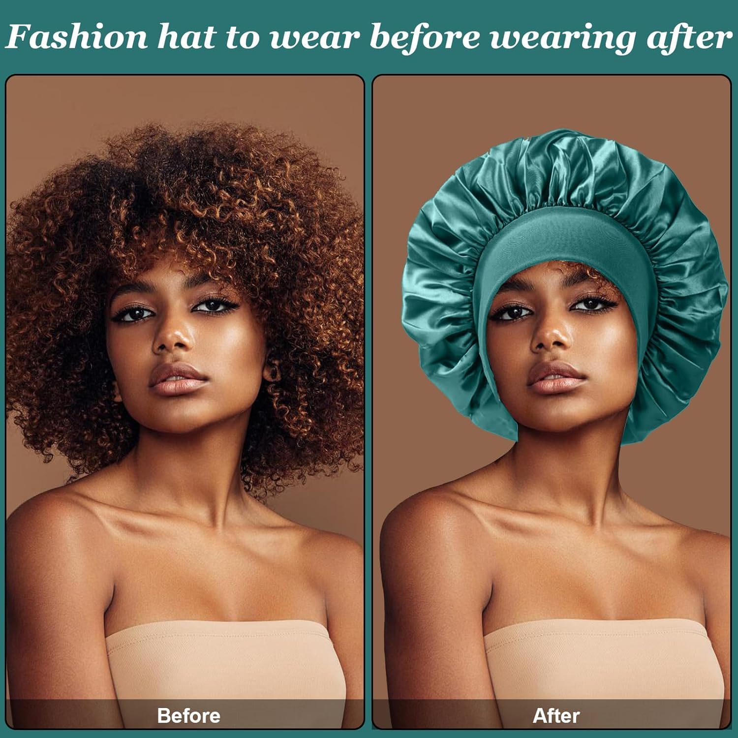 Comfortable hair bonnet for curly hair protection and frizz prevention