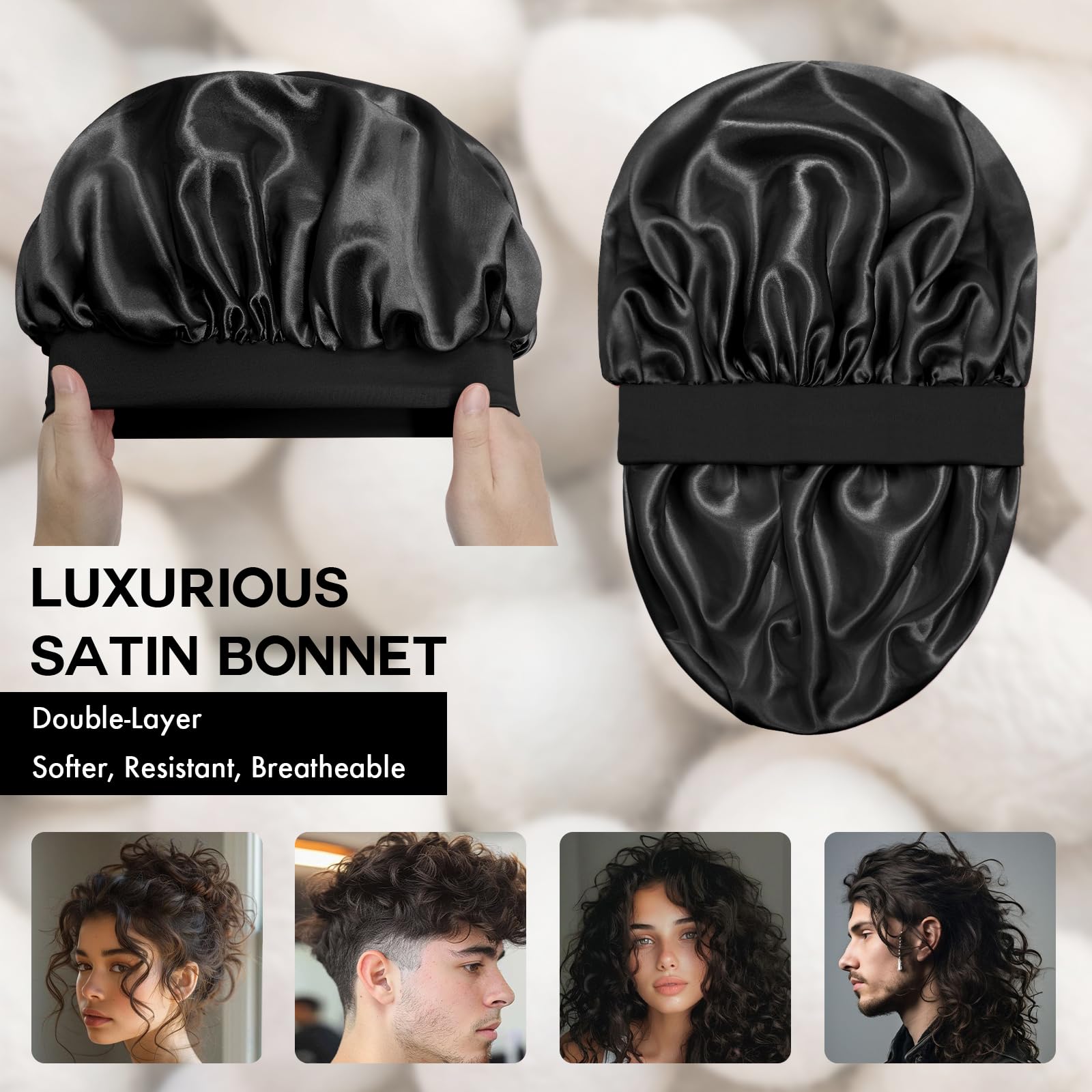 Diswa double layer silk sleep cap showing the soft inner satin lining