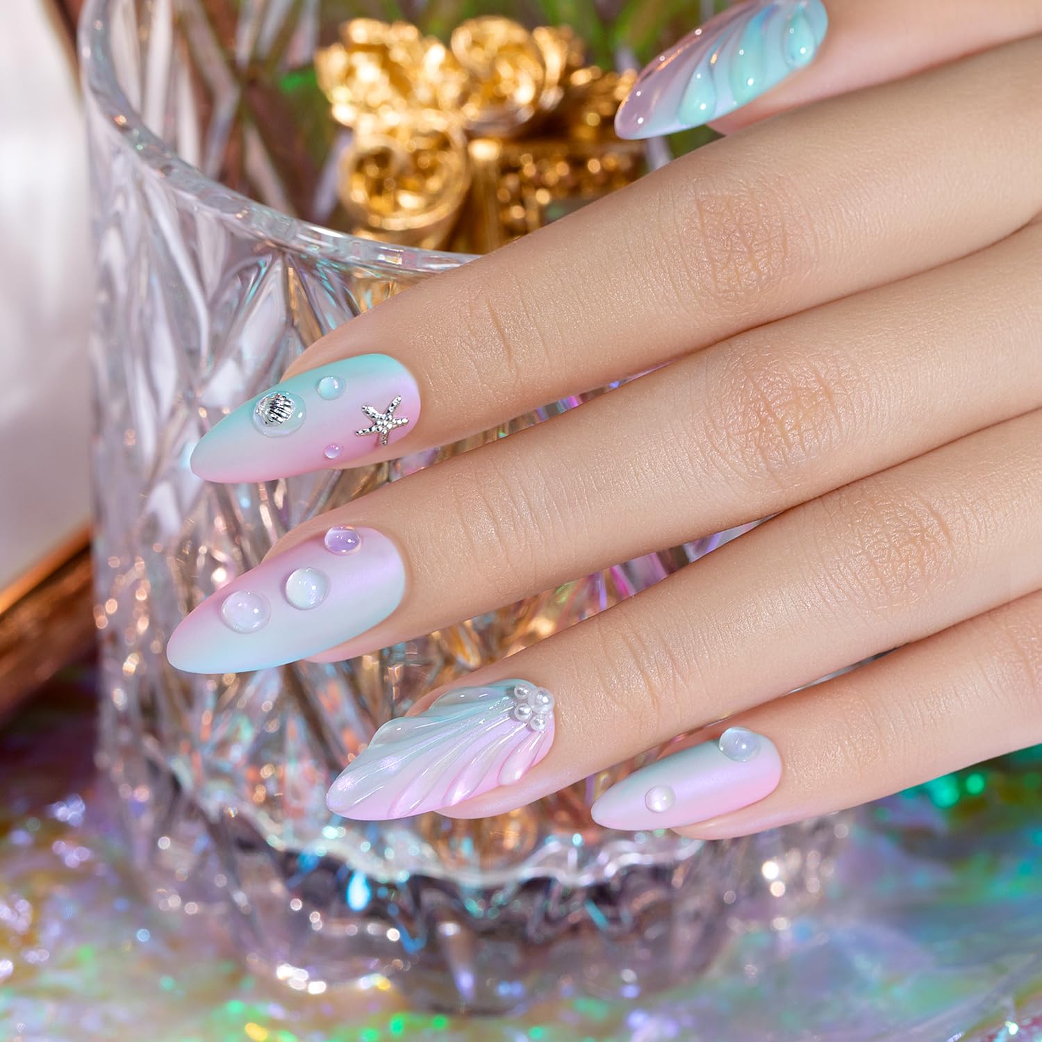 Close up of 3d nail art created with Rarjsm sculpting gel