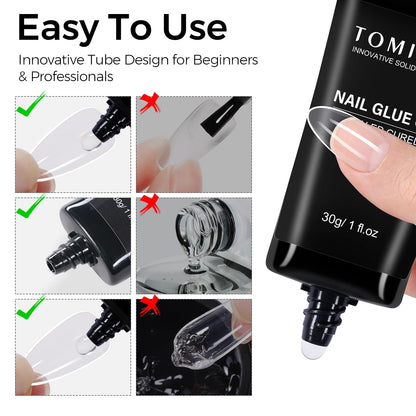 Close up of Tomicca 30g nail glue packaging