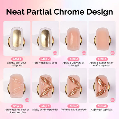 Instructions for using MelodySusie matte gel for chrome powder