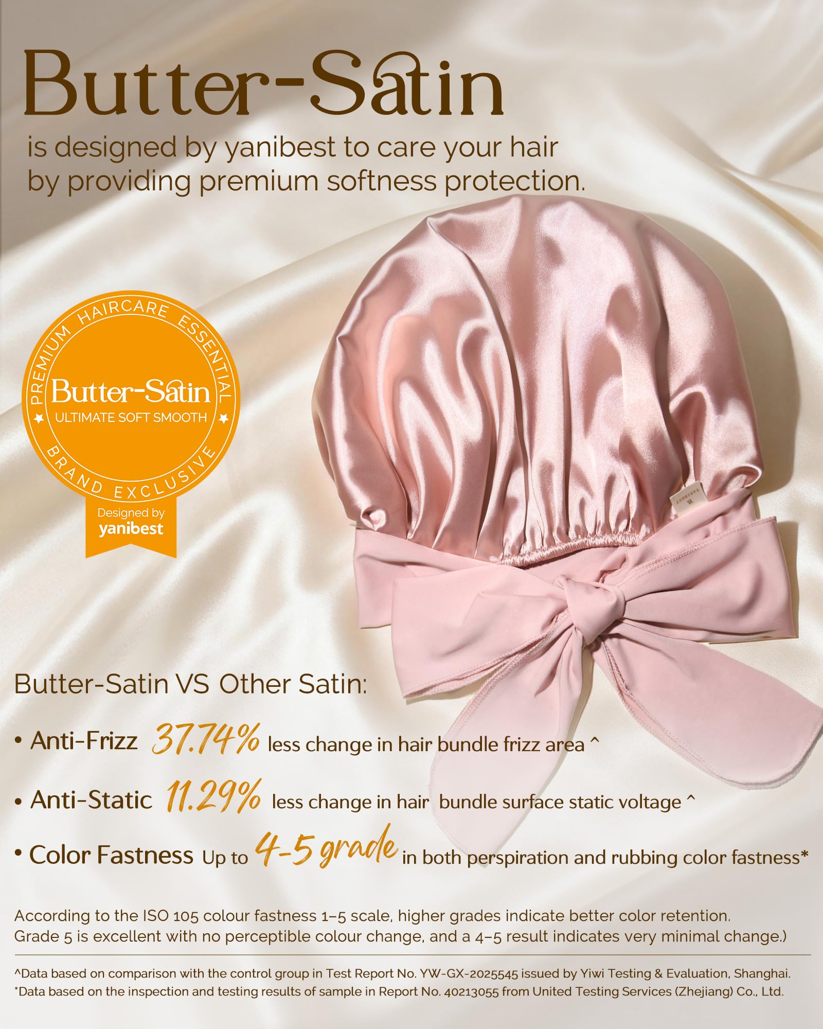 Double layer satin hair wrap by YANIBEST demonstrating the premium interior lining material