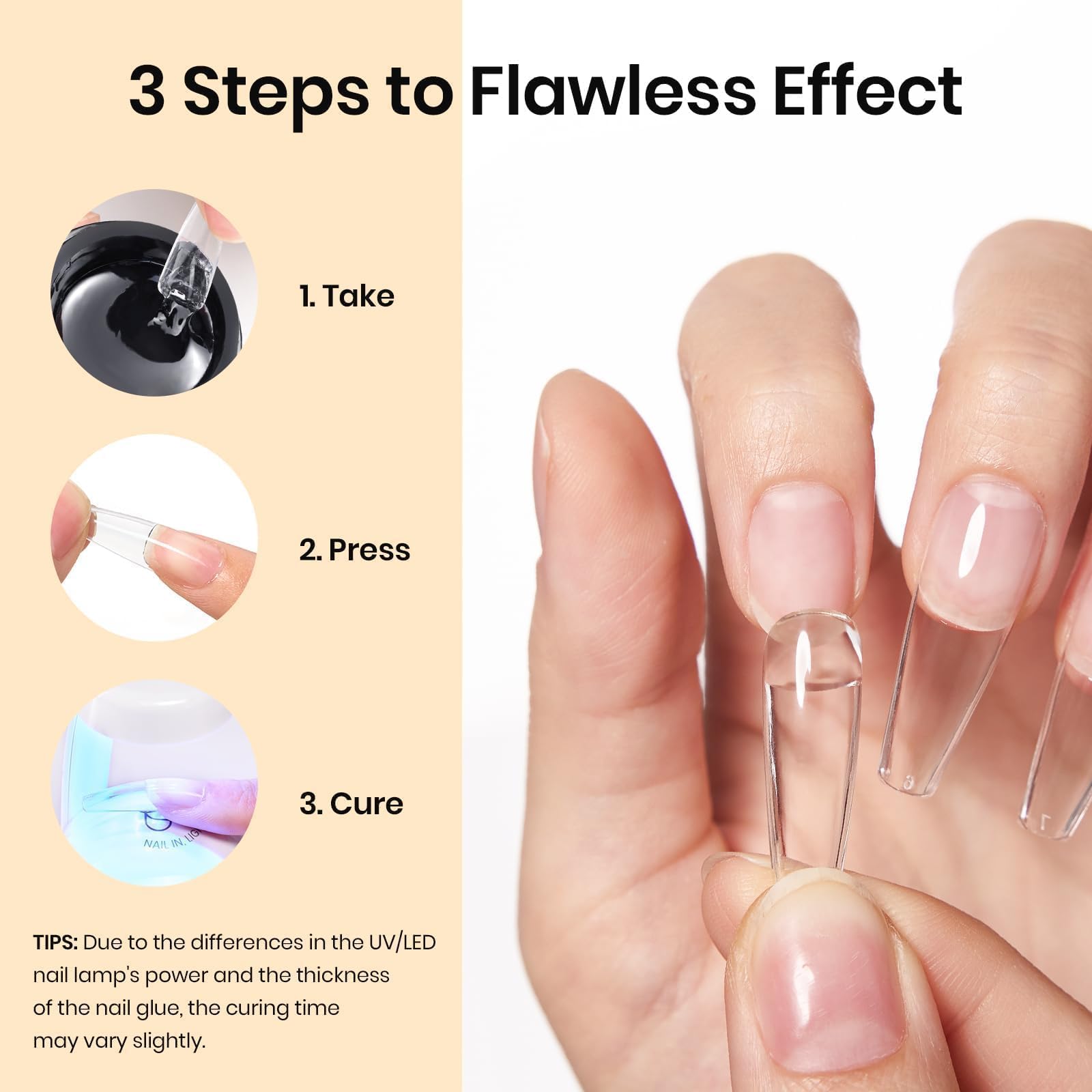 Demonstration of solid gel glue texture for press on nails