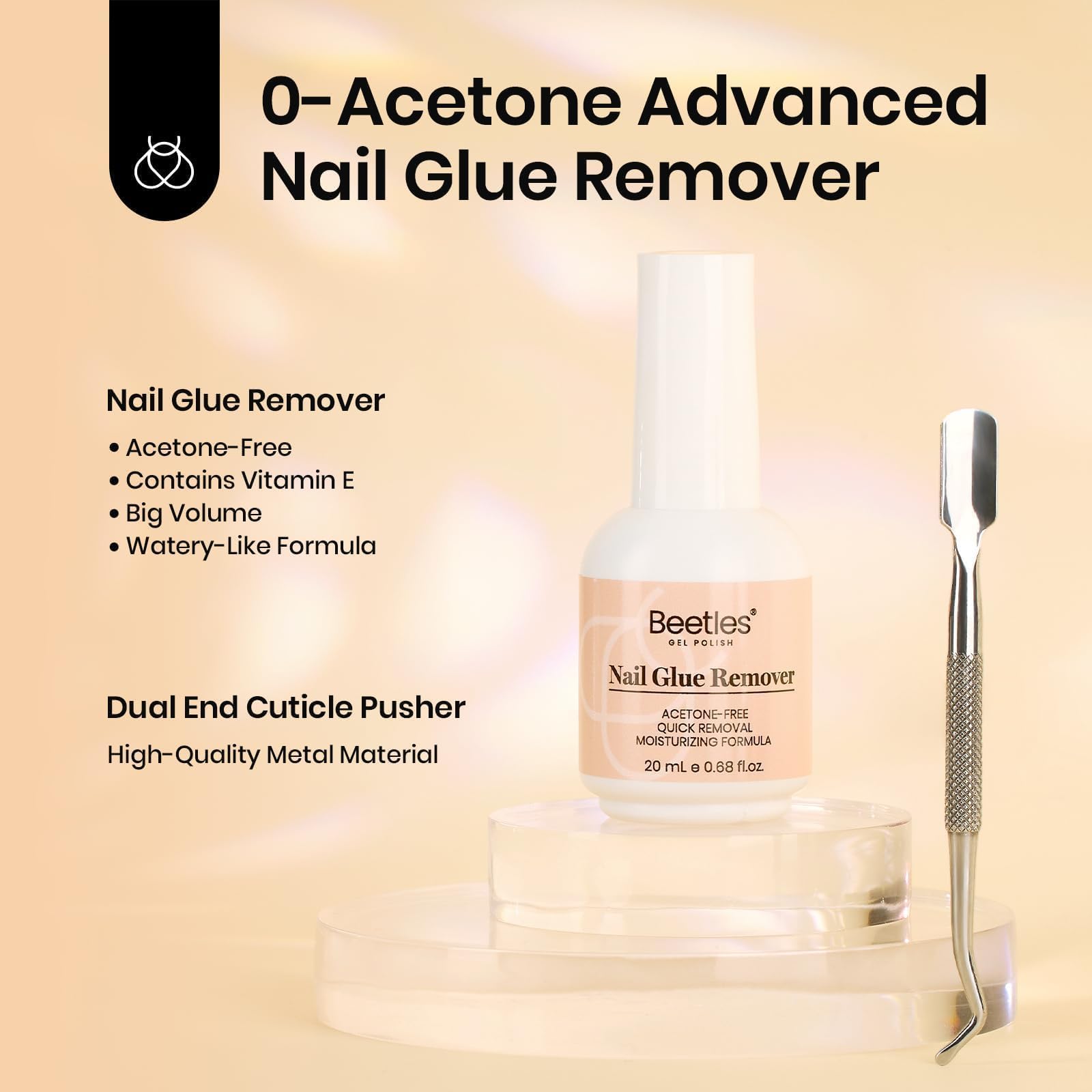 Beetles nail glue kit with included cuticle pusher tool