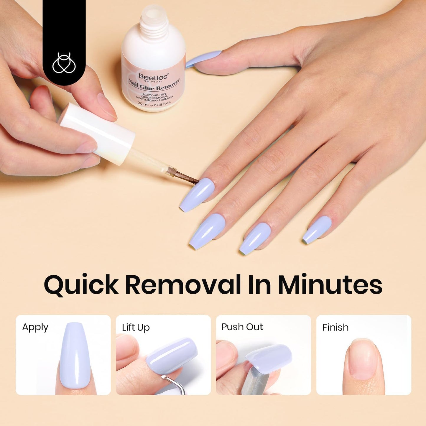 Application of Beetles solid nail glue on acrylic tips