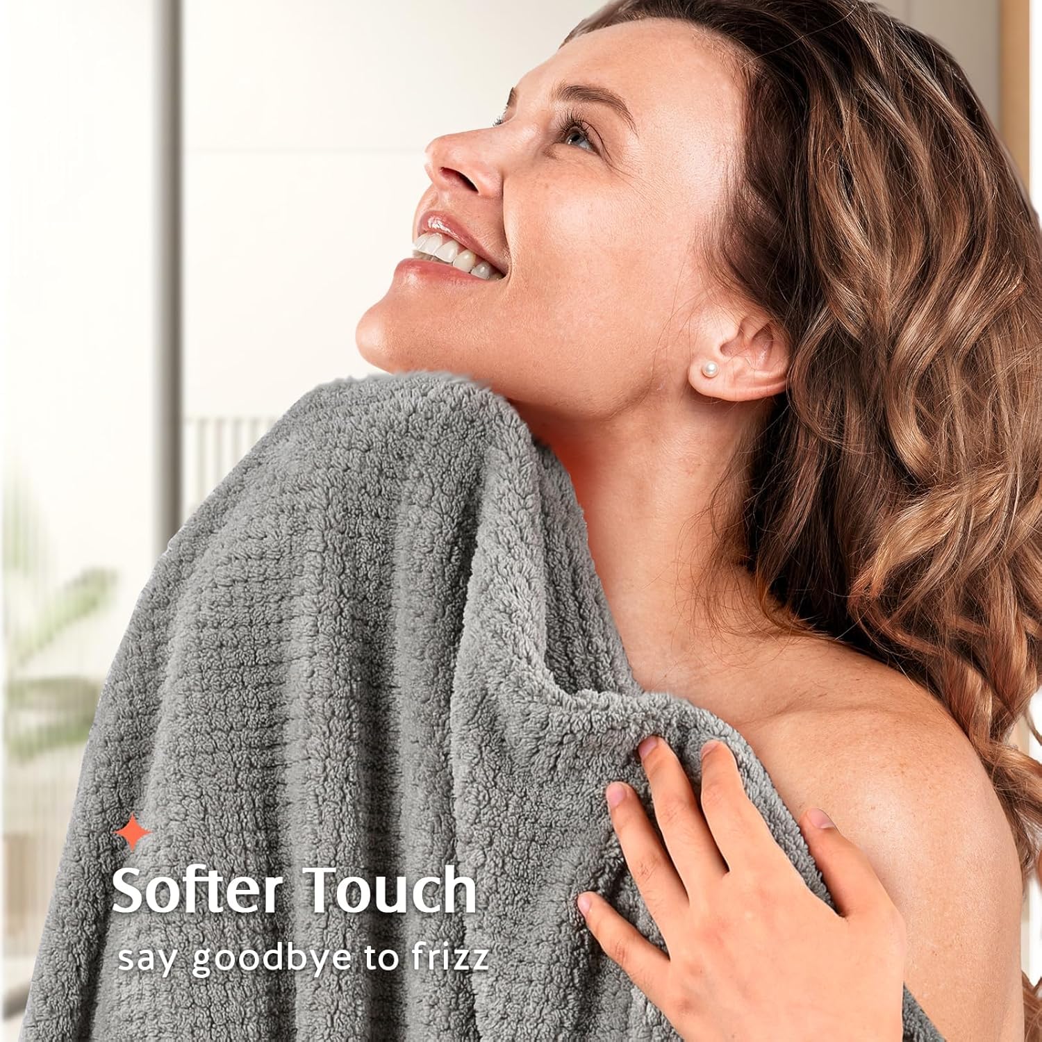 The complete two piece set of anti frizz hair towel wraps neatly folded for storage