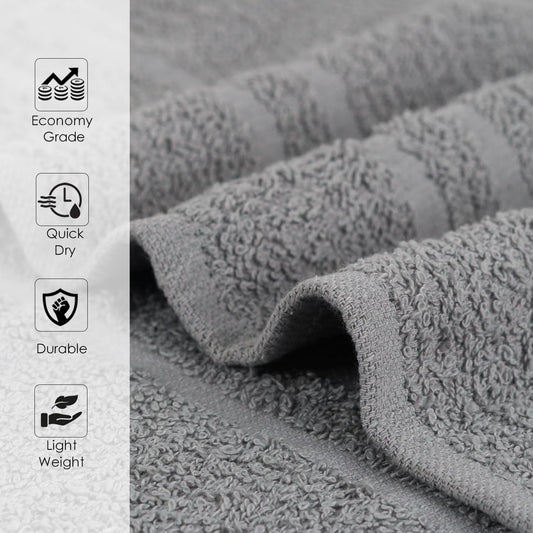Stacked stack of twenty four dark grey premium face towels