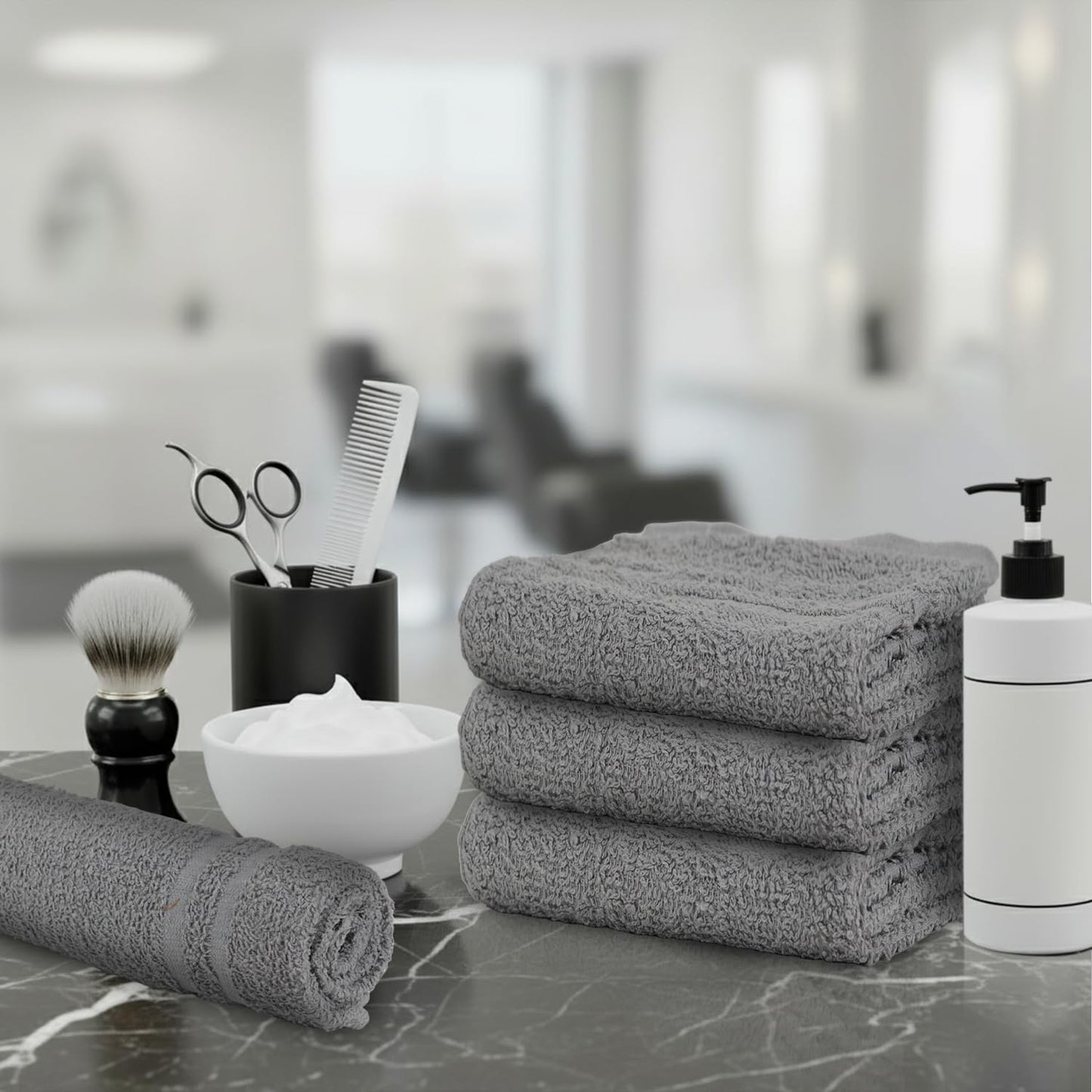 Soft and plush terry fabric texture of premium spa hand towels