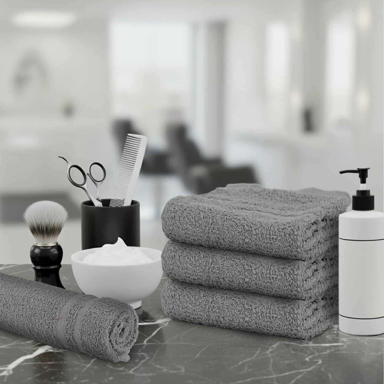 Soft and plush terry fabric texture of premium spa hand towels
