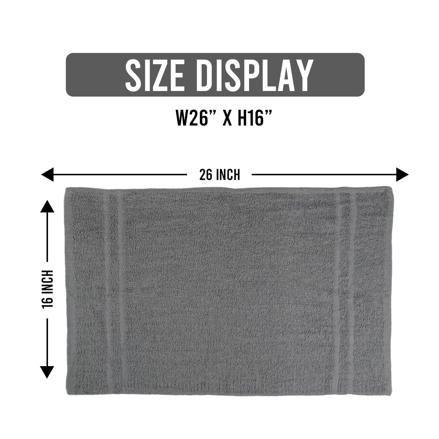 Full layout showing the sixteen by twenty seven inch dimensions of the towel