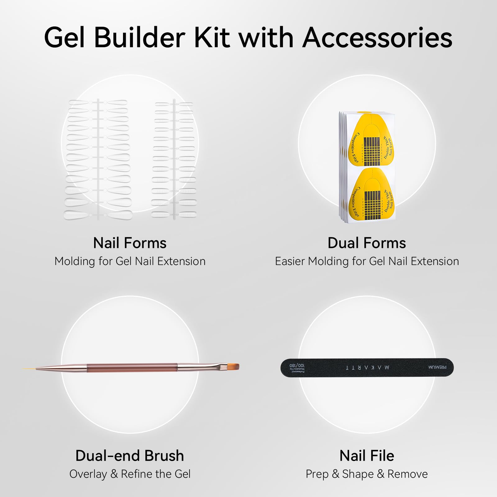 Makartt clear builder gel jar with dual-ended brush