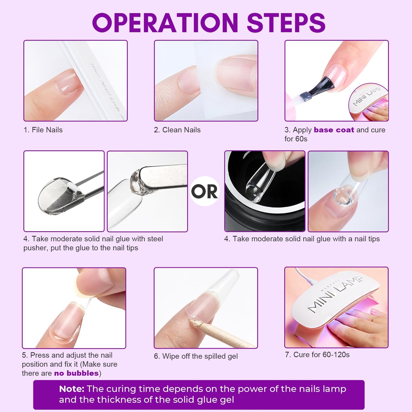 Example of nail tips attached with Makartt solid glue