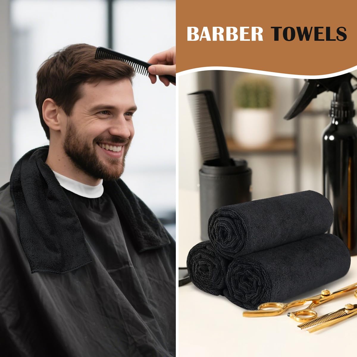 Orighty black salon towel displaying the soft absorbent texture suitable for hair and skin care