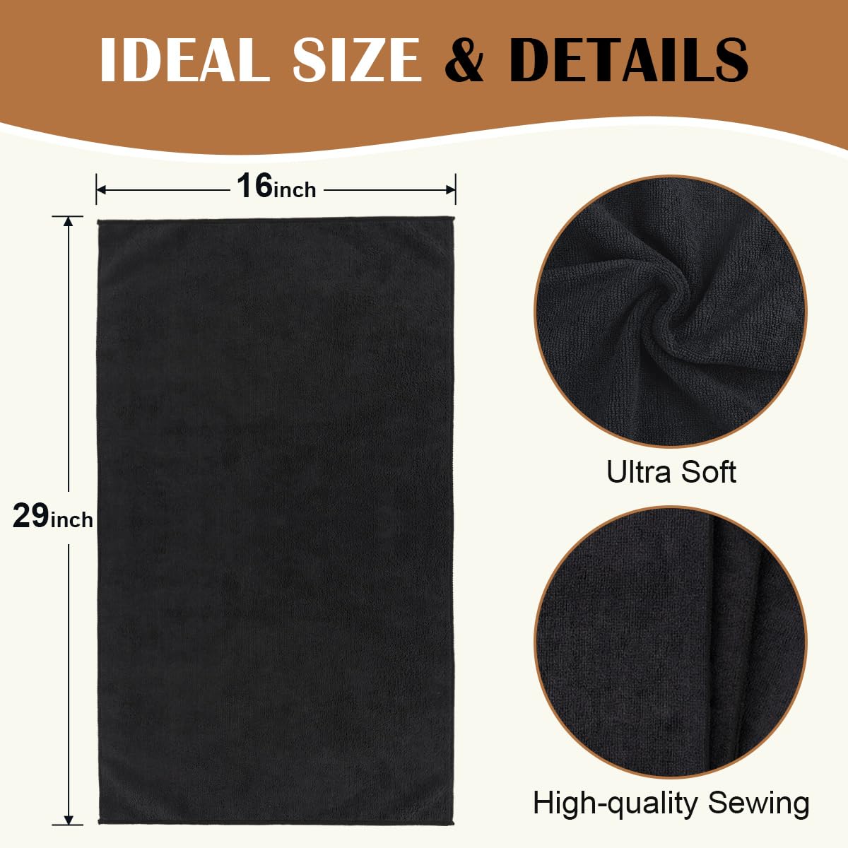 Full view of the sixteen by twenty nine inch microfiber barber towel unfolded