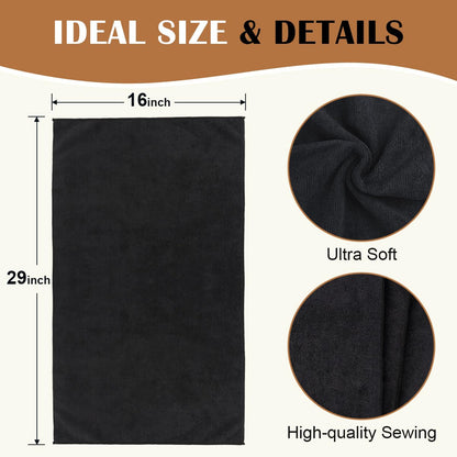 Full view of the sixteen by twenty nine inch microfiber barber towel unfolded