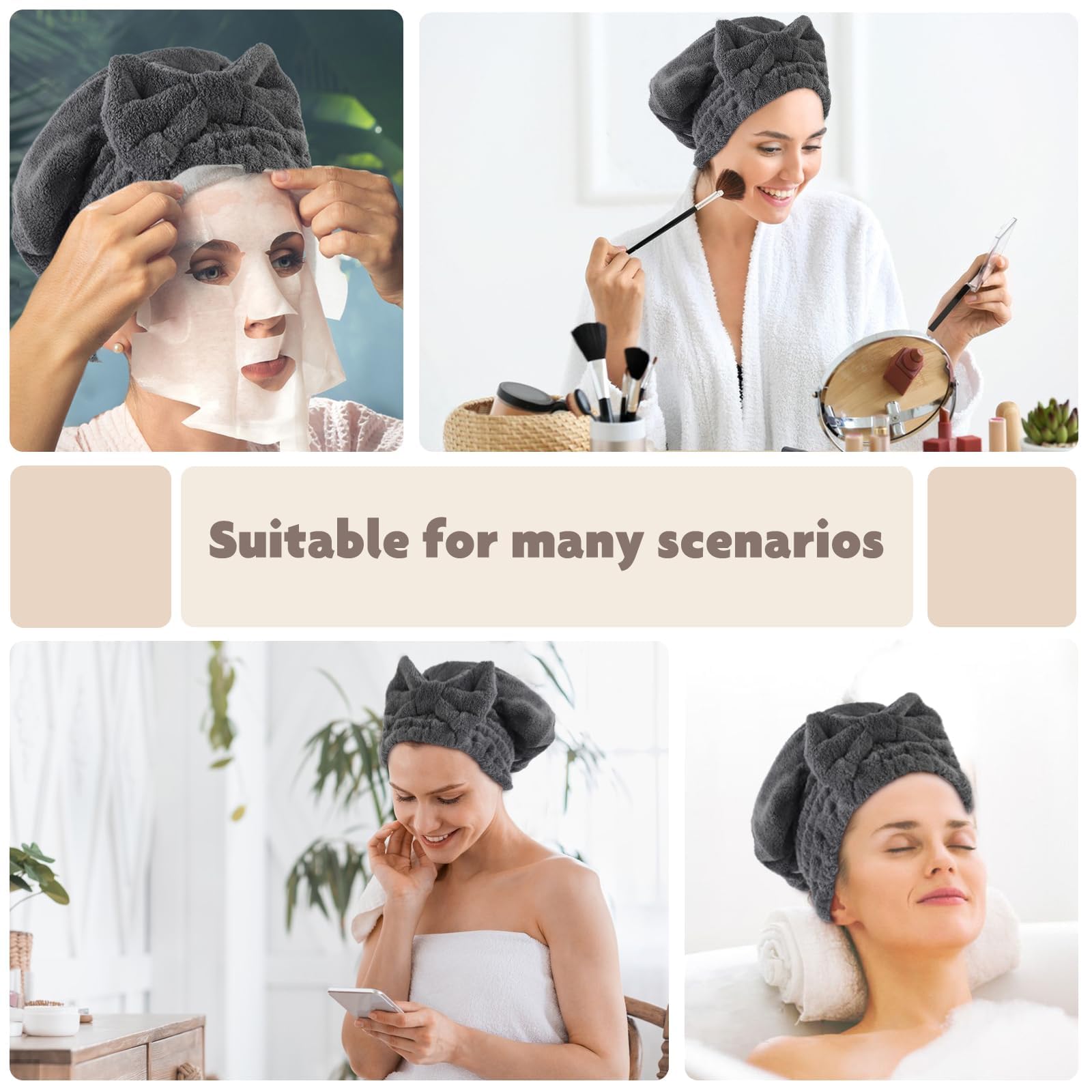 SUNLAND hair turban wrap highlighting the thick absorbent coral fleece material texture close up