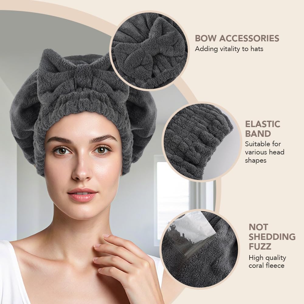 SUNLAND microfiber bonnet demonstrating the comfortable stretchy elasticated band that prevents forehead marks