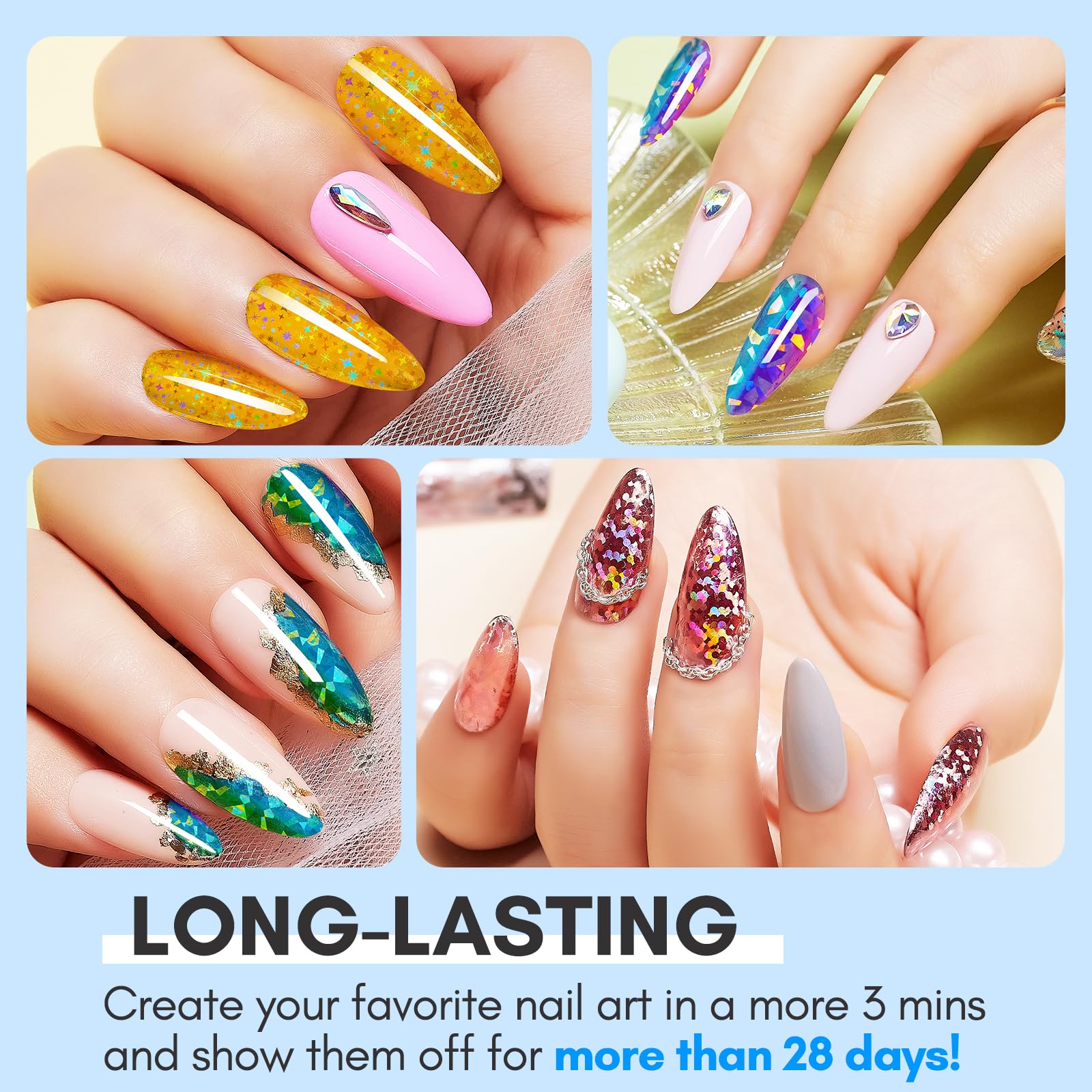 Makartt foil glue gel being applied to a manicured nail