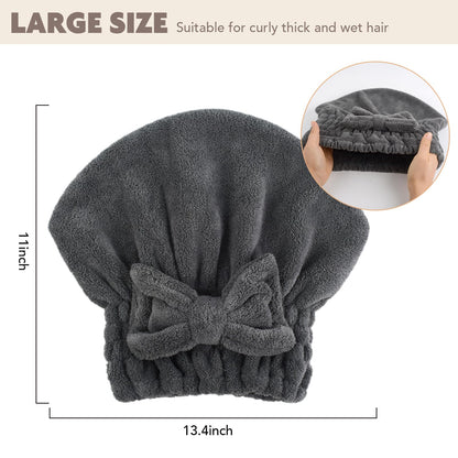 SUNLAND hair drying wrap being used to protect curly hair during a morning skincare routine