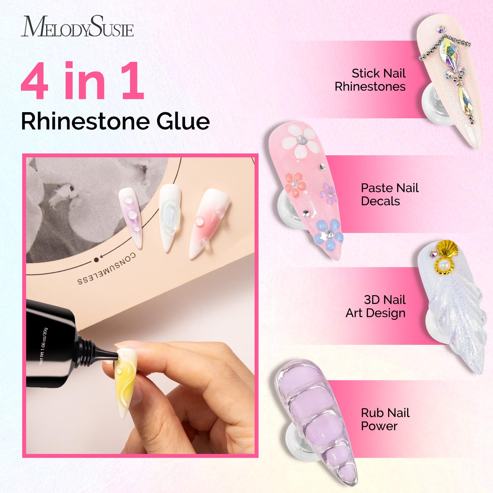 Close up of MelodySusie gel tube for 3D nail design
