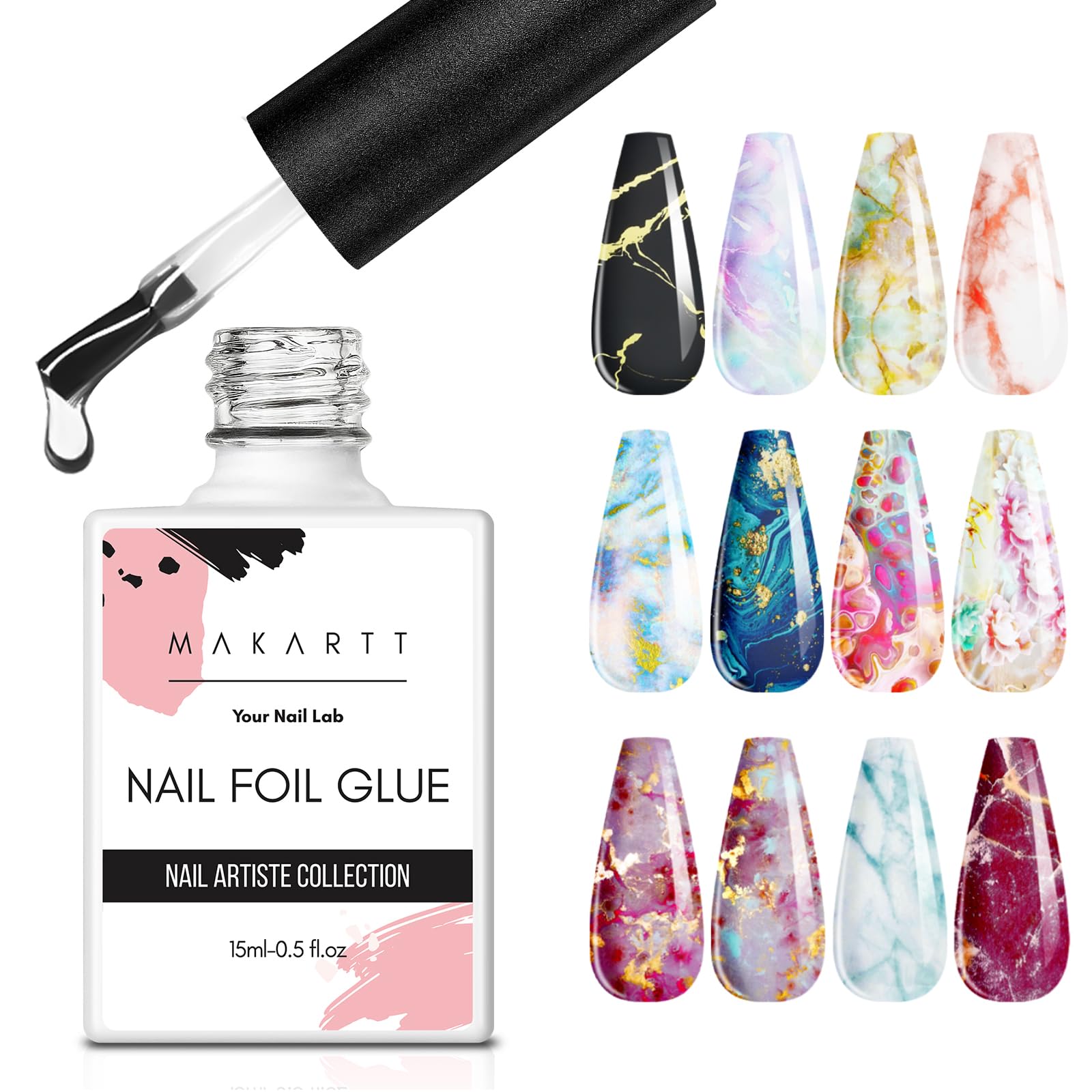 Back label of Makartt 15ml nail foil glue gel bottle
