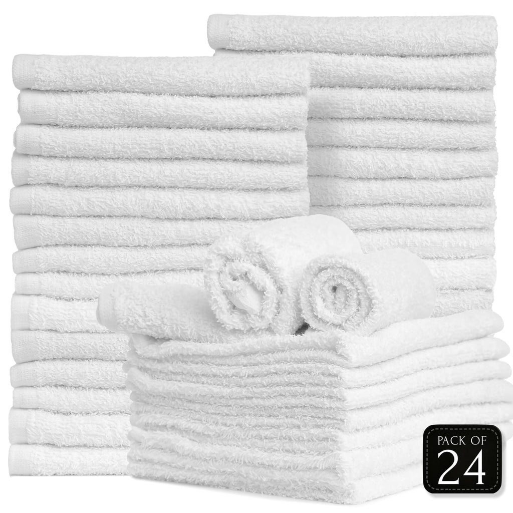 Textile Empire black salon towels stacked in bulk pack