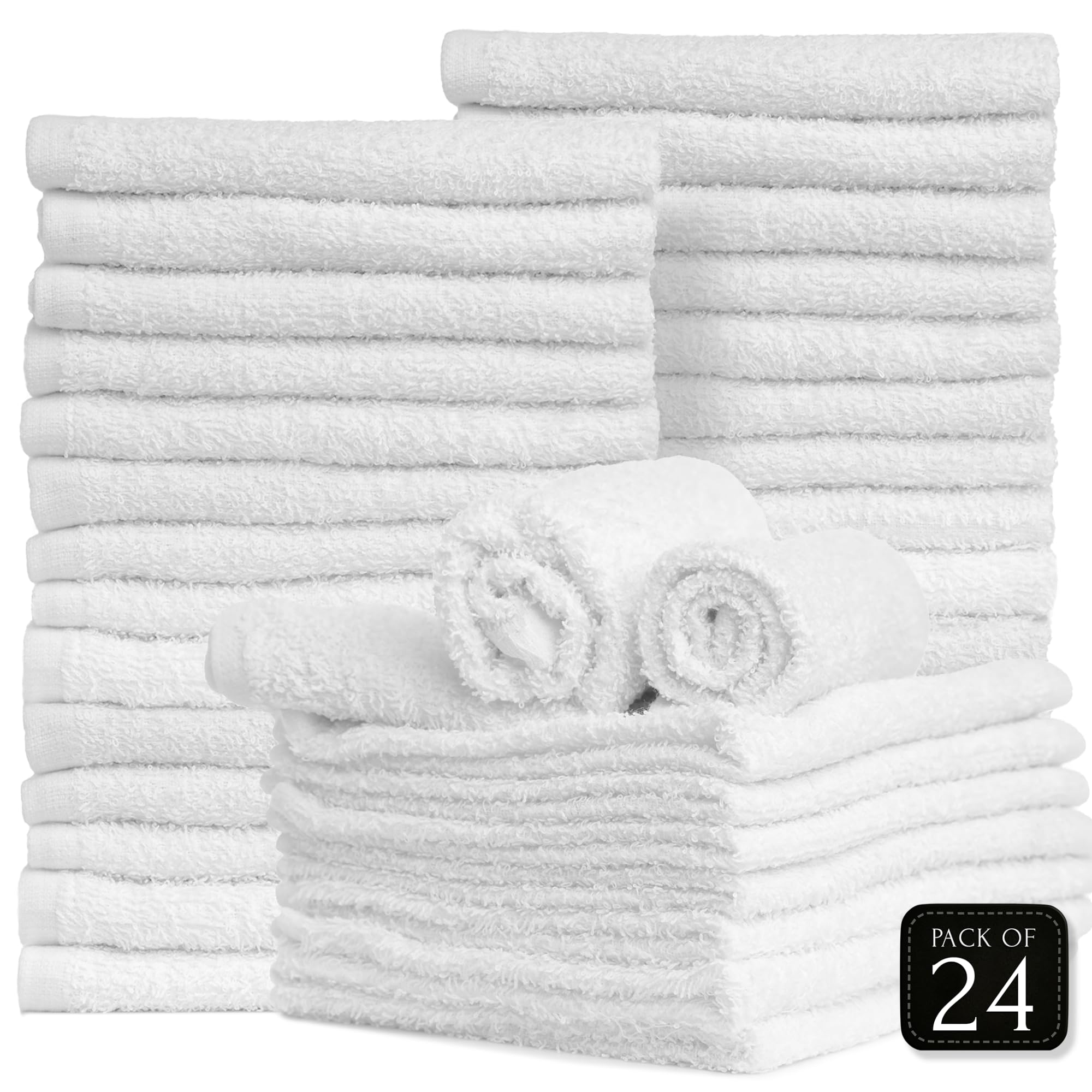 Stacked pure cotton black hand towels for professional hair stylists