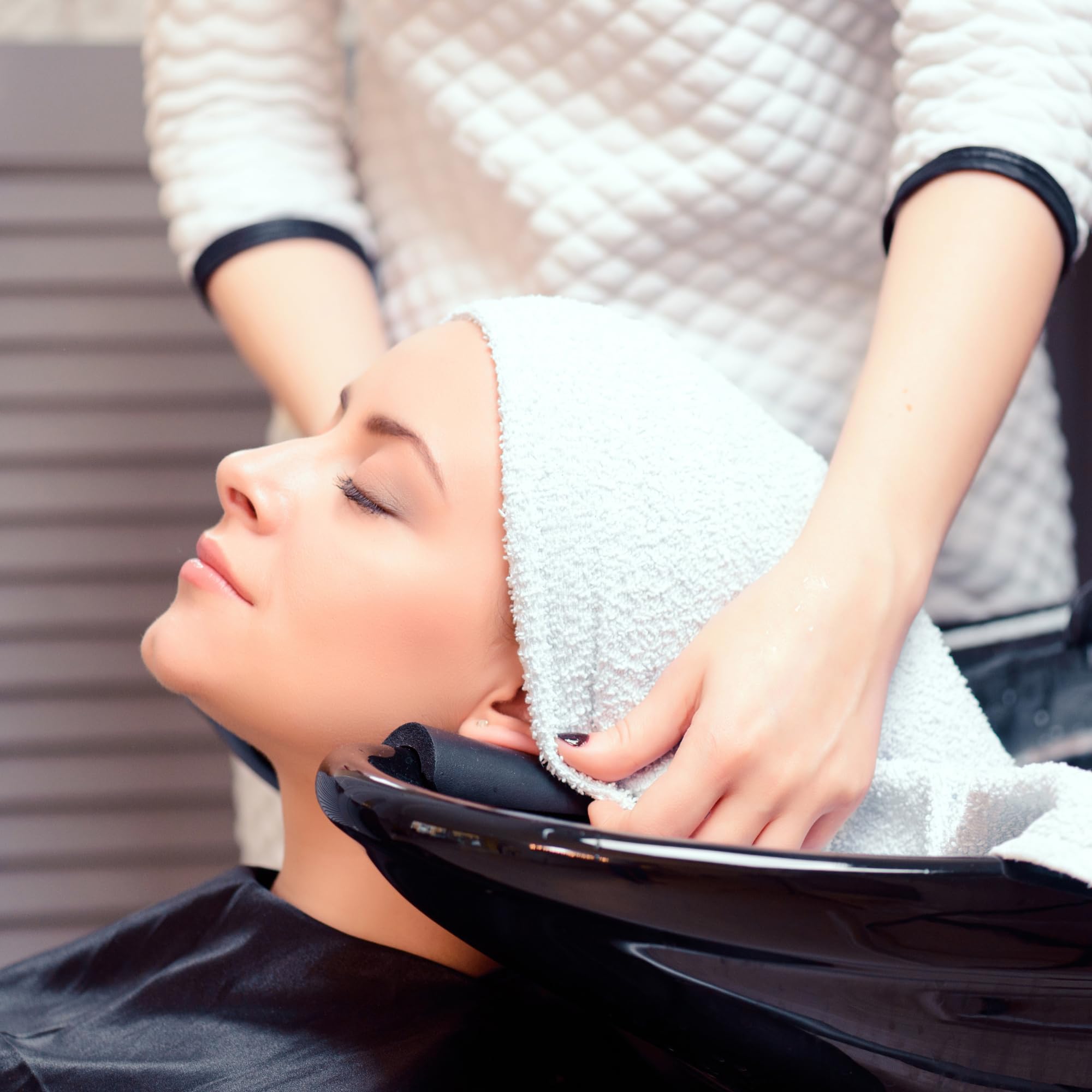 Premium one hundred percent cotton black towels for hair drying