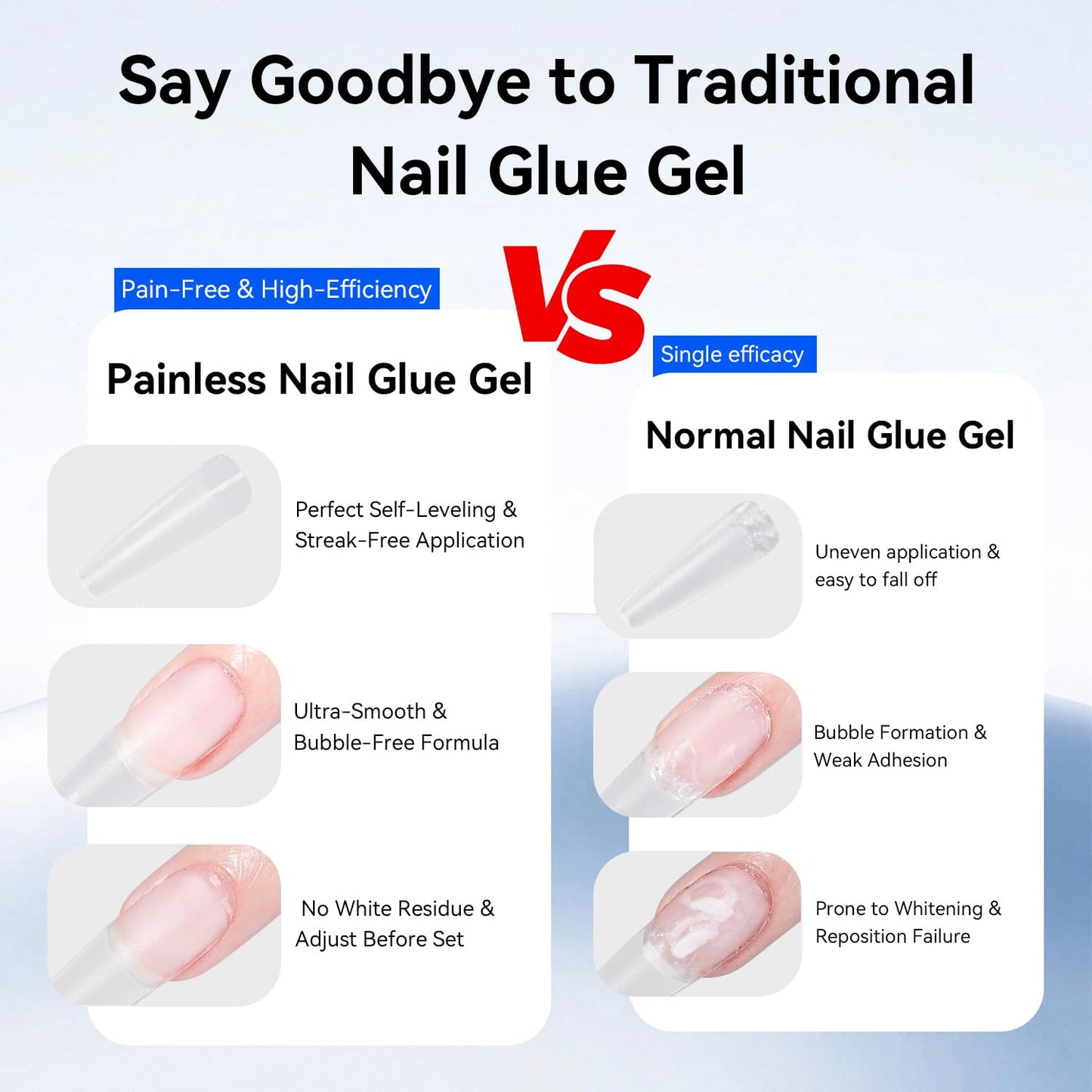 Close up of Jodsone 5-in-1 UV gel glue for salon nail extensions
