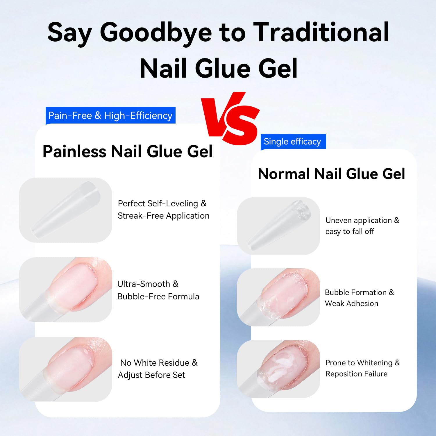Close up of Jodsone 5-in-1 UV gel glue for salon nail extensions