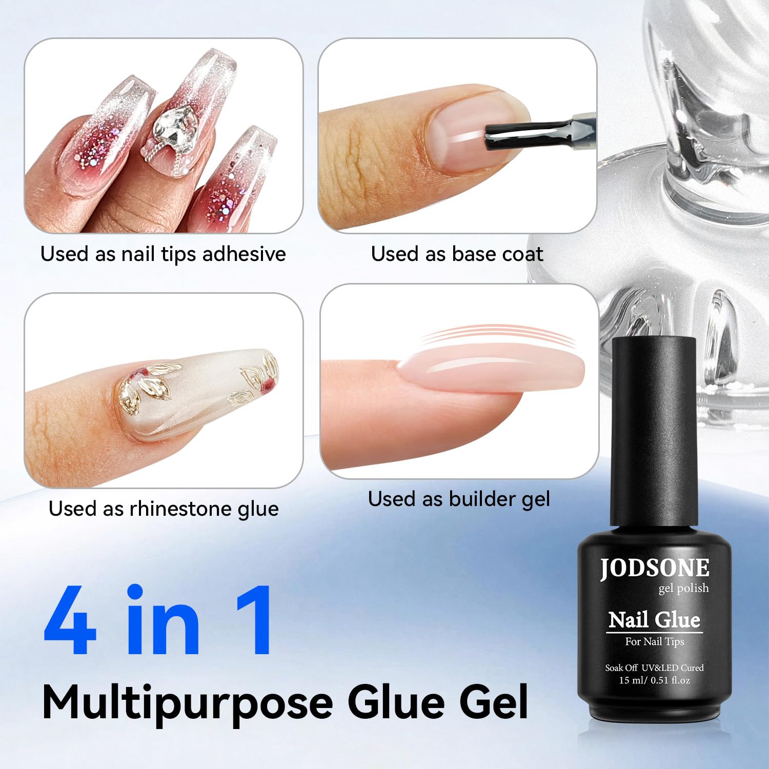 Using Jodsone gel nail glue for securing 3D charms and rhinestones