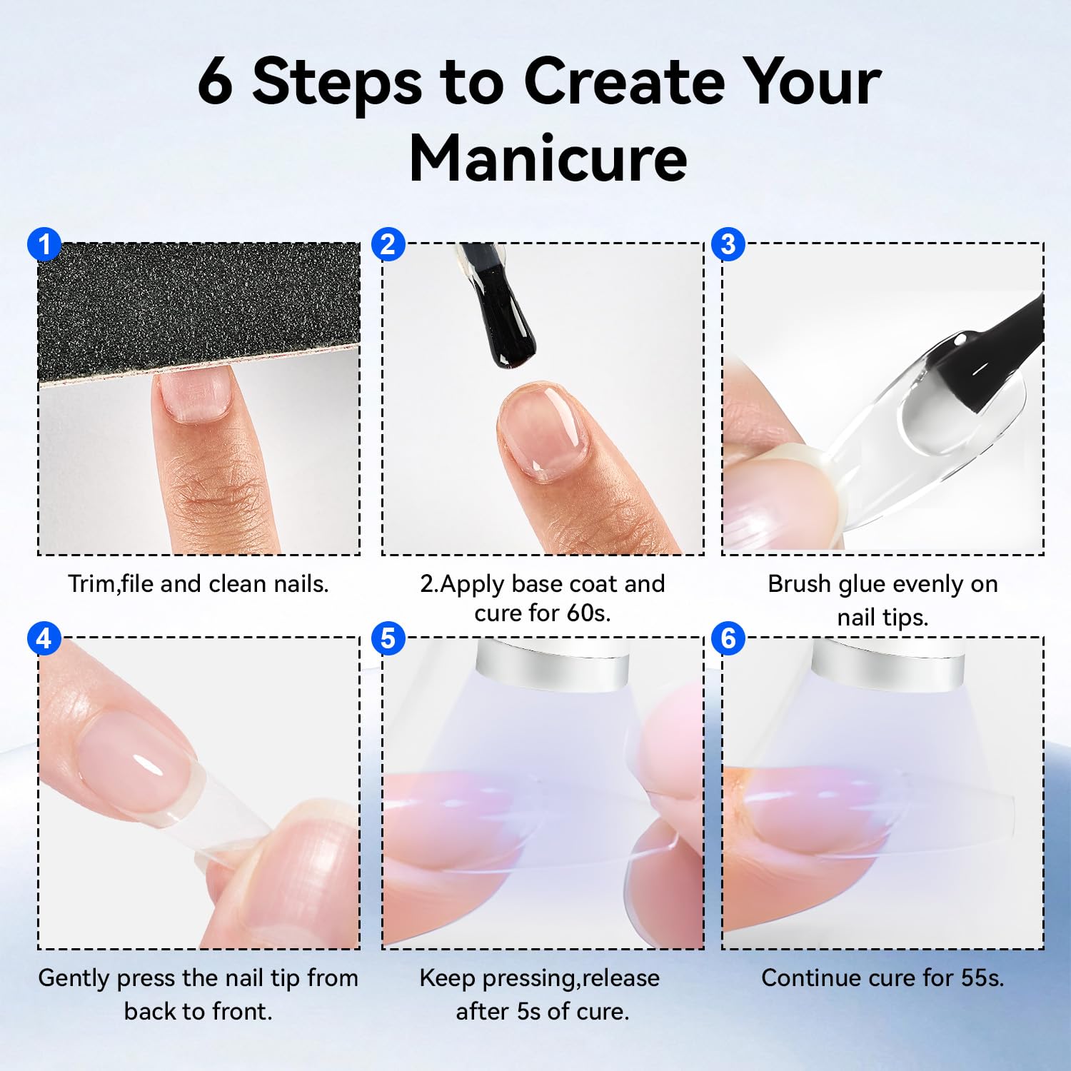 Instructions for using Jodsone 4-in-1 gel adhesive with a UV nail lamp