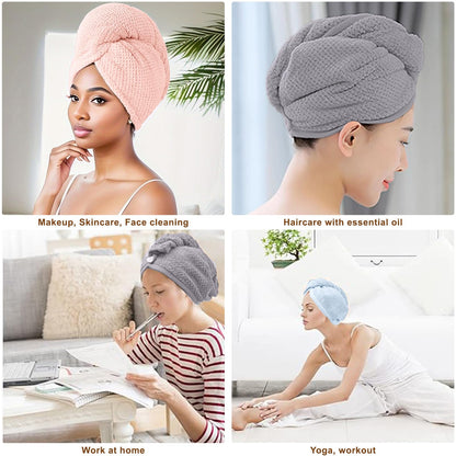 Elastic hair turbans for fast drying curly wet hair close up texture