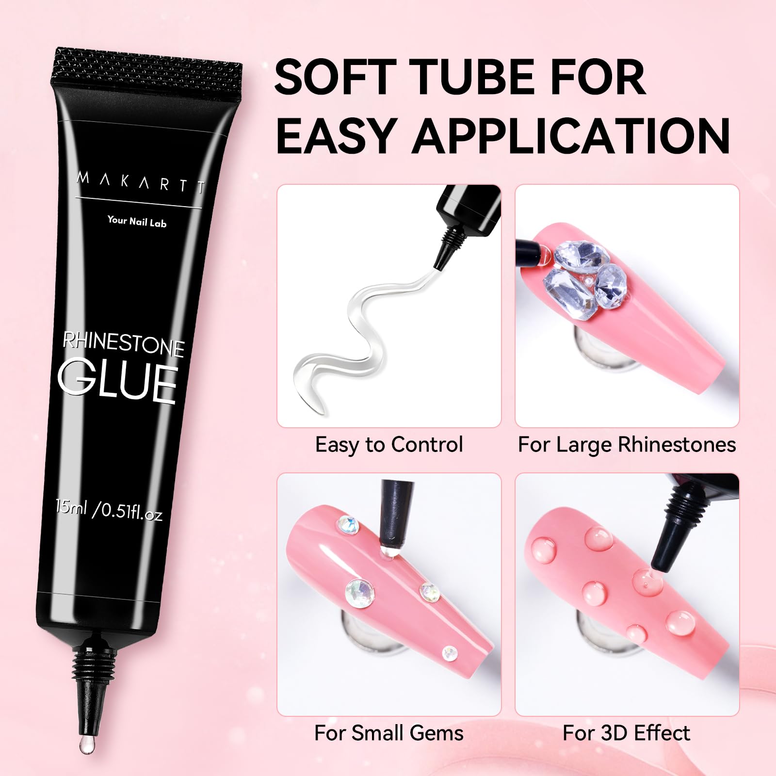 Applying 3D nail crystals with Makartt gel adhesive