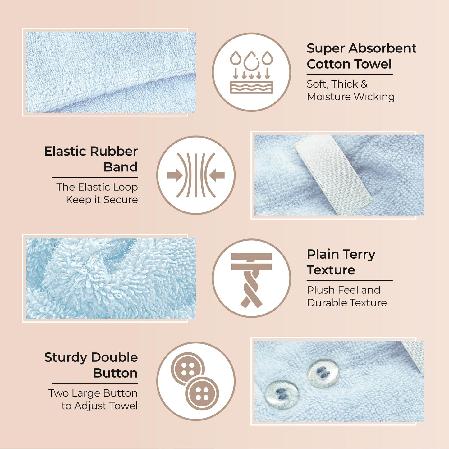 A woman wearing the secure blue Lili&James cotton hair turban during a skincare routine