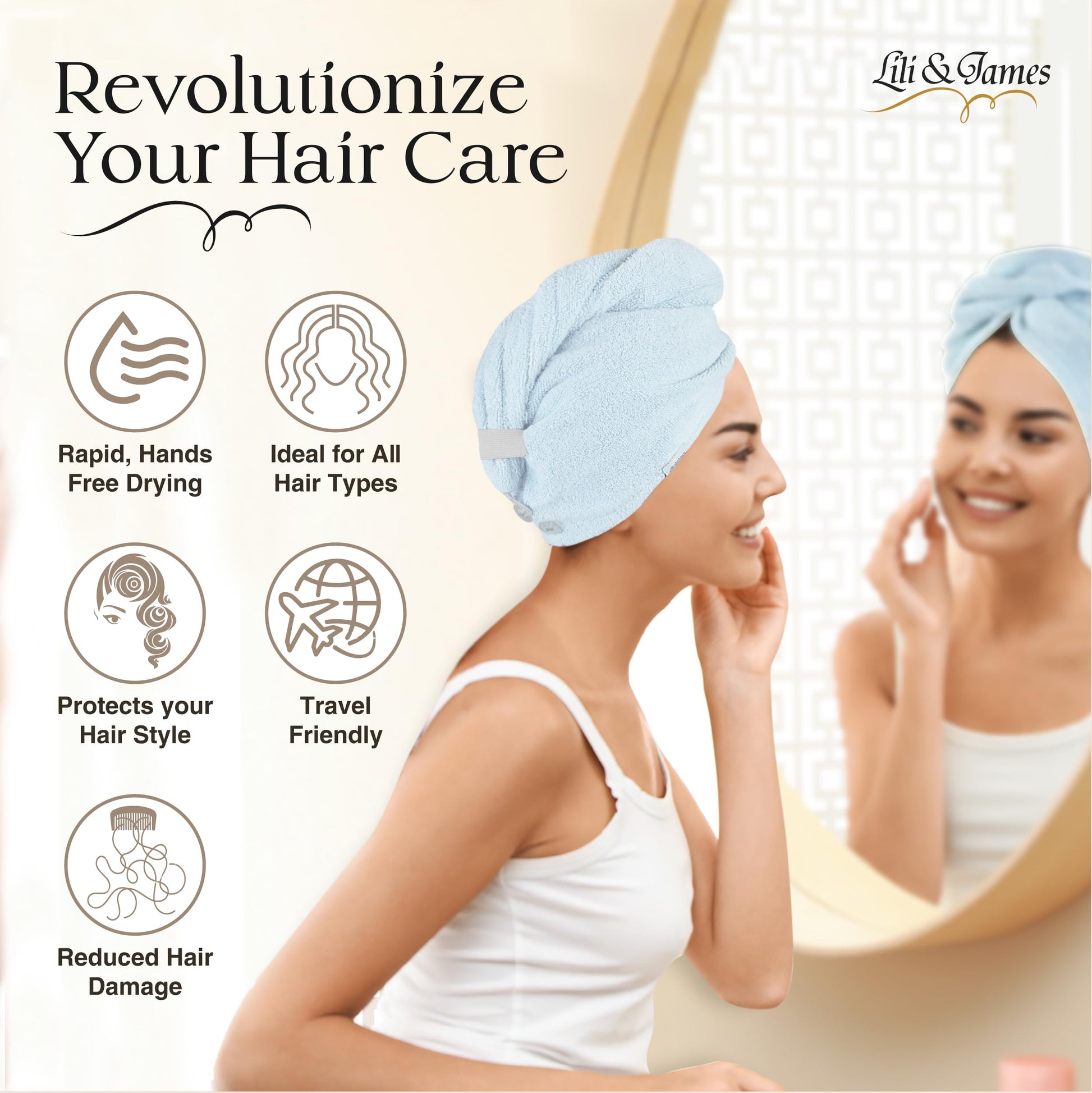 Side view of the anti frizz cotton hair wrap for curly and long hair