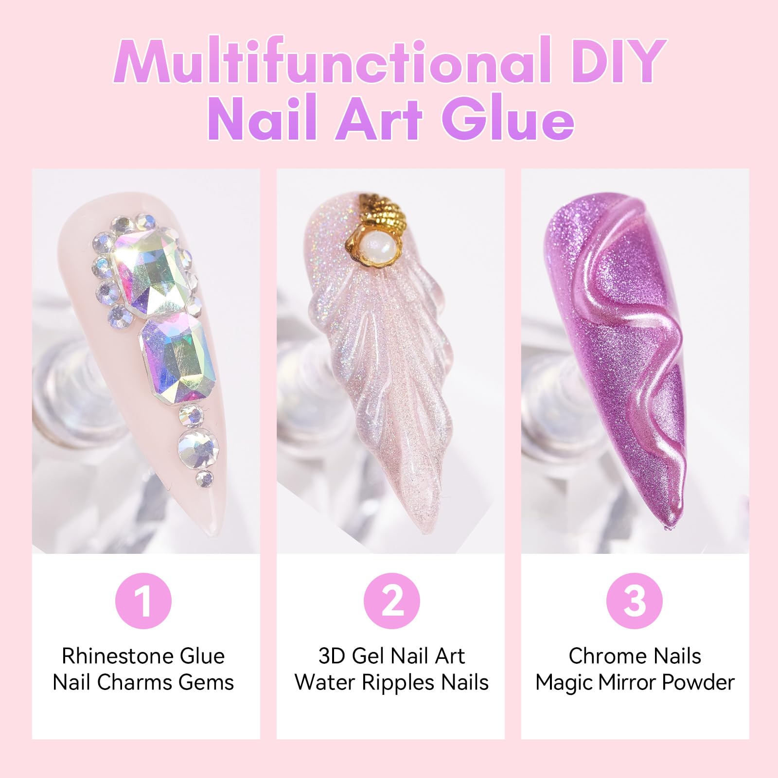 Makartt gel nail glue being applied to attach 3D gems