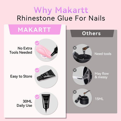 Professional nail art created with Makartt rhinestone glue
